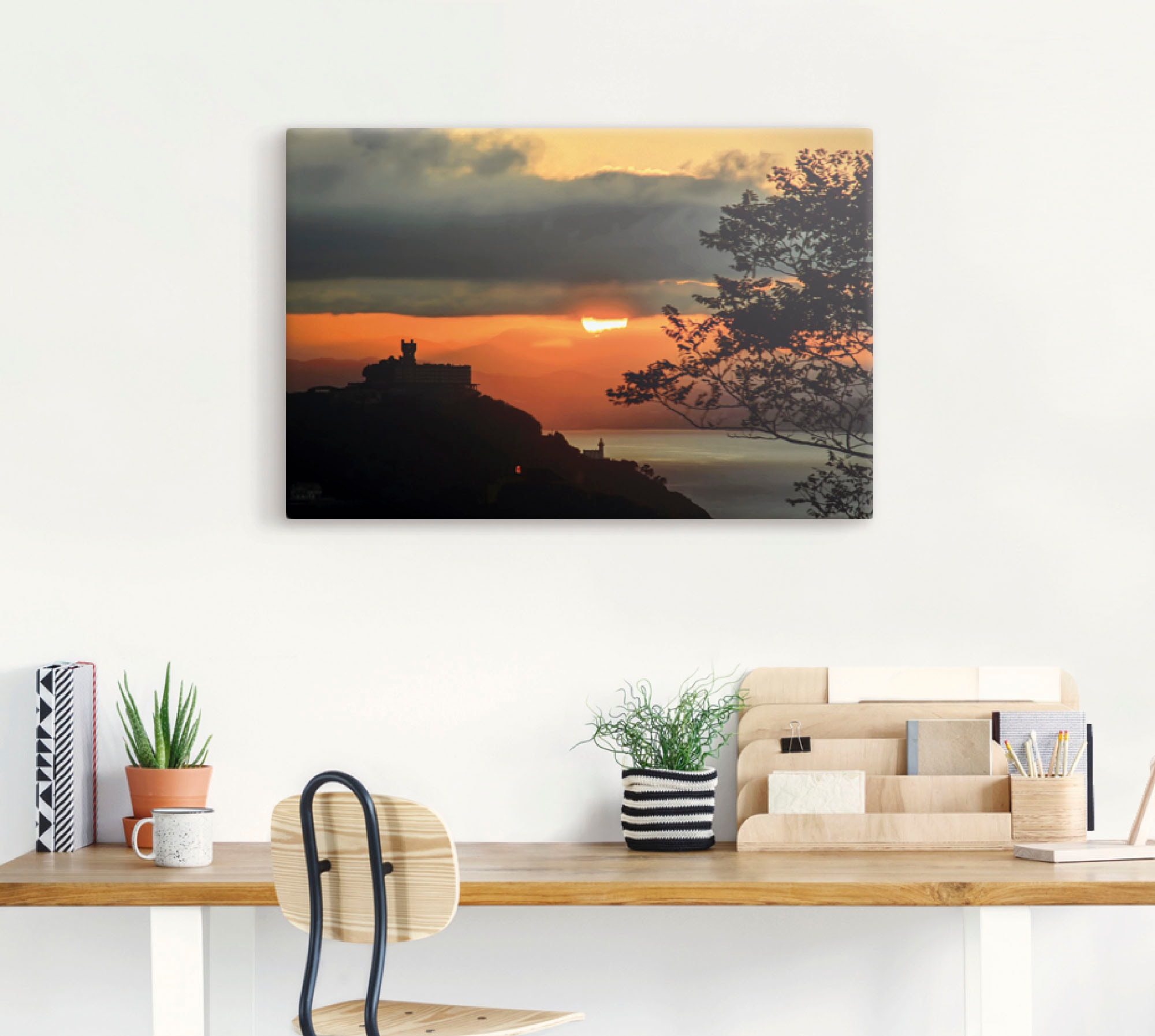 Artland Wandbild »Sonnenuntergang San Sebastian Donostia«, Sonnenaufgang & -untergang (1 Stück), in vielen Grössen & Produktarten - Alubild / Outdoorbild, Leinwandbild, Poster, Wandaufkleber / Wandtattoo auch für Badezimmer geeignet