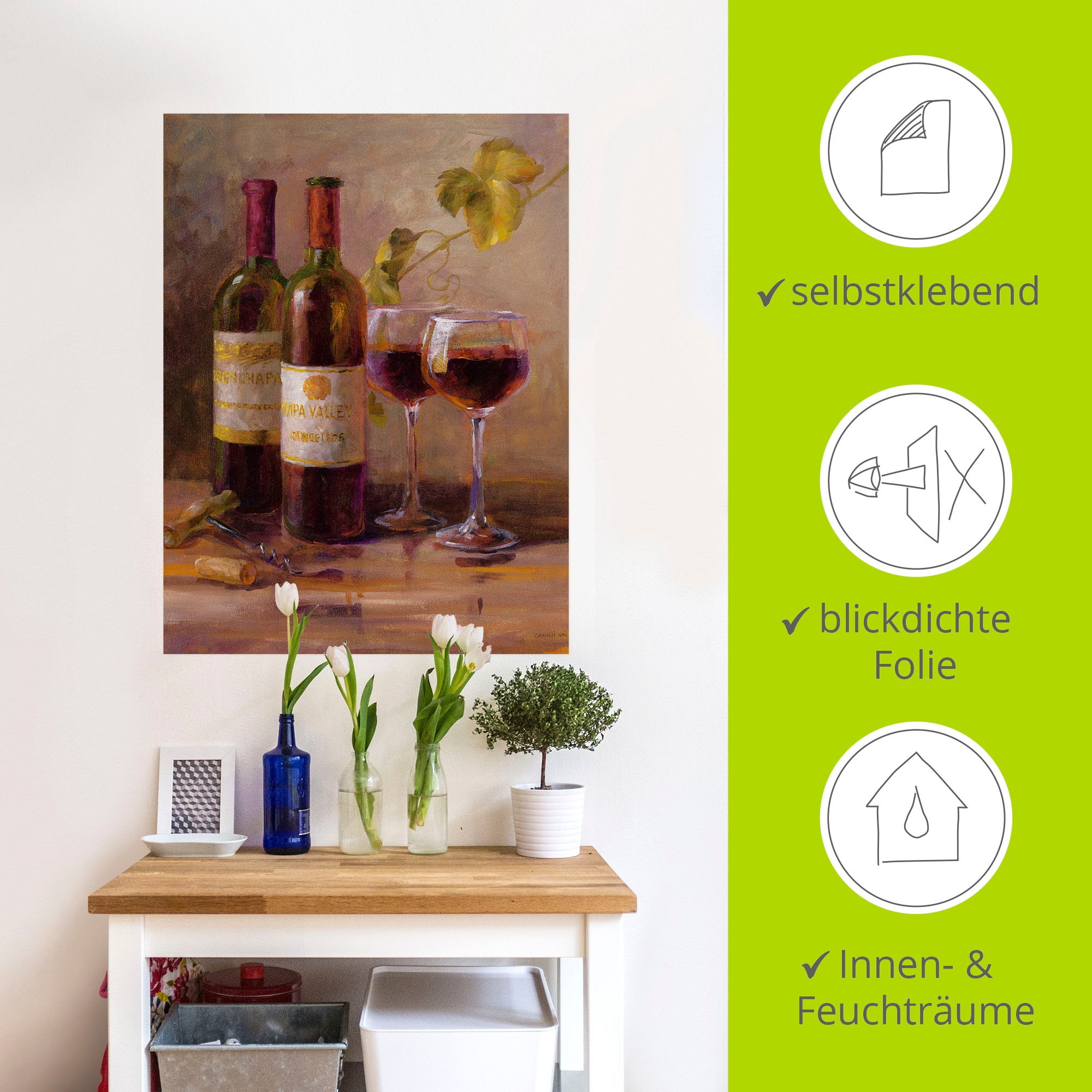 Artland Wandbild »Offener Wein I«, Getränke, (1 St.), als Leinwandbild, Poster, Wandaufkleber in verschied. Grössen