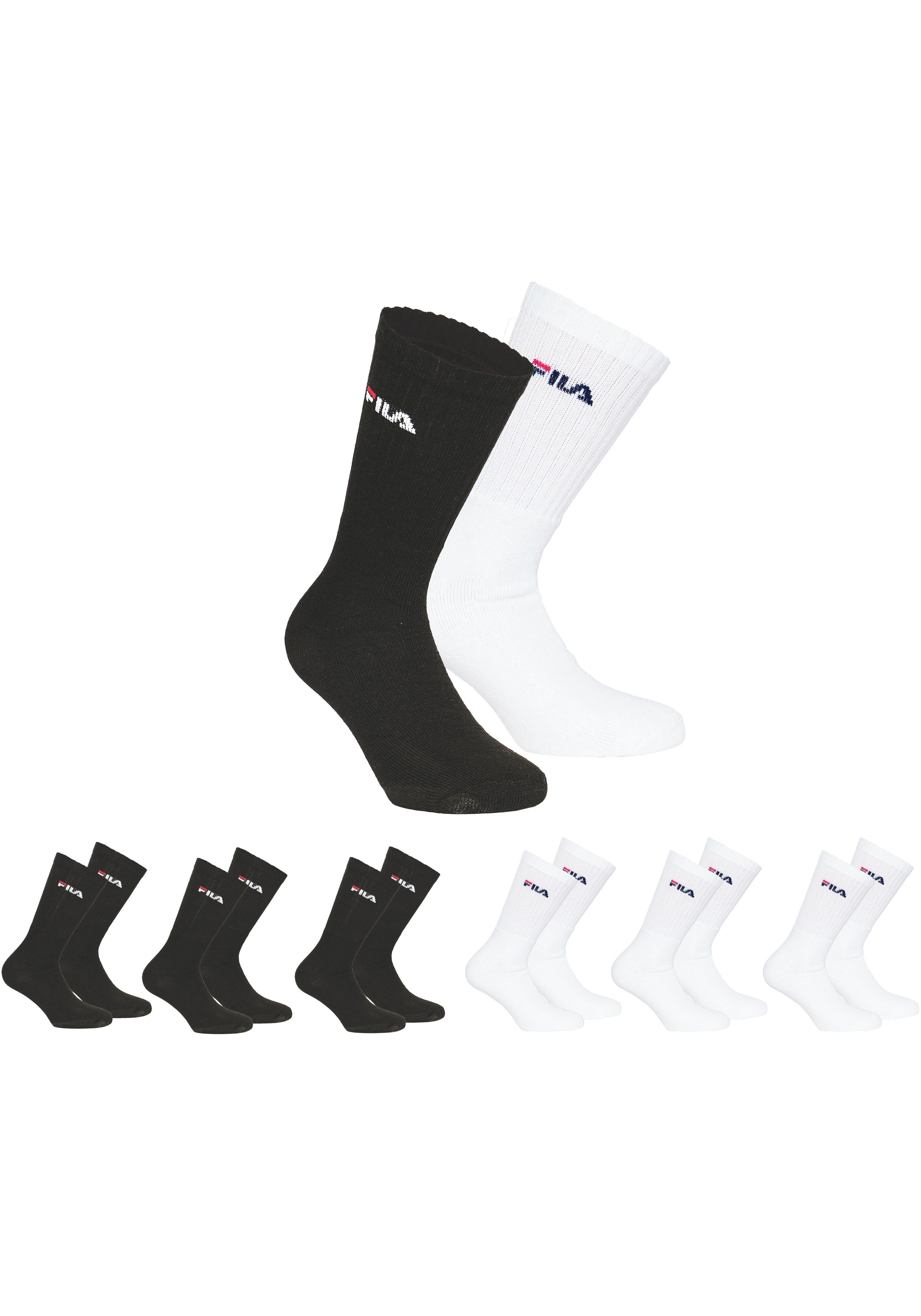 Fila Sportsocken »UNISEX CREW TENNIS FULL TERRY SOCKS«, (6 Paar), mit eingestrickem Logo