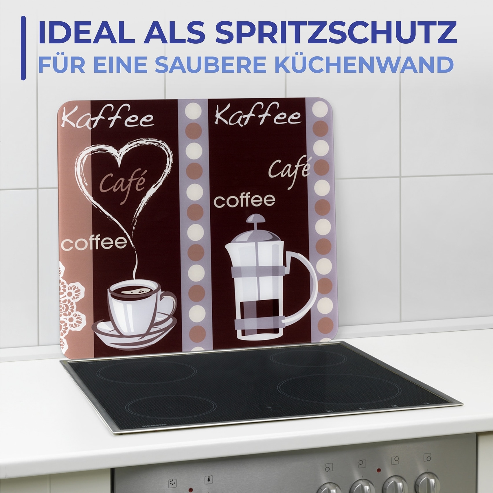 Maximex Schneide- und Abdeckplatte »Modell Kaffeeduft«, Spritzschutz, Herdblende, Schneidbrett, für Glaskeramik-Kochfelder