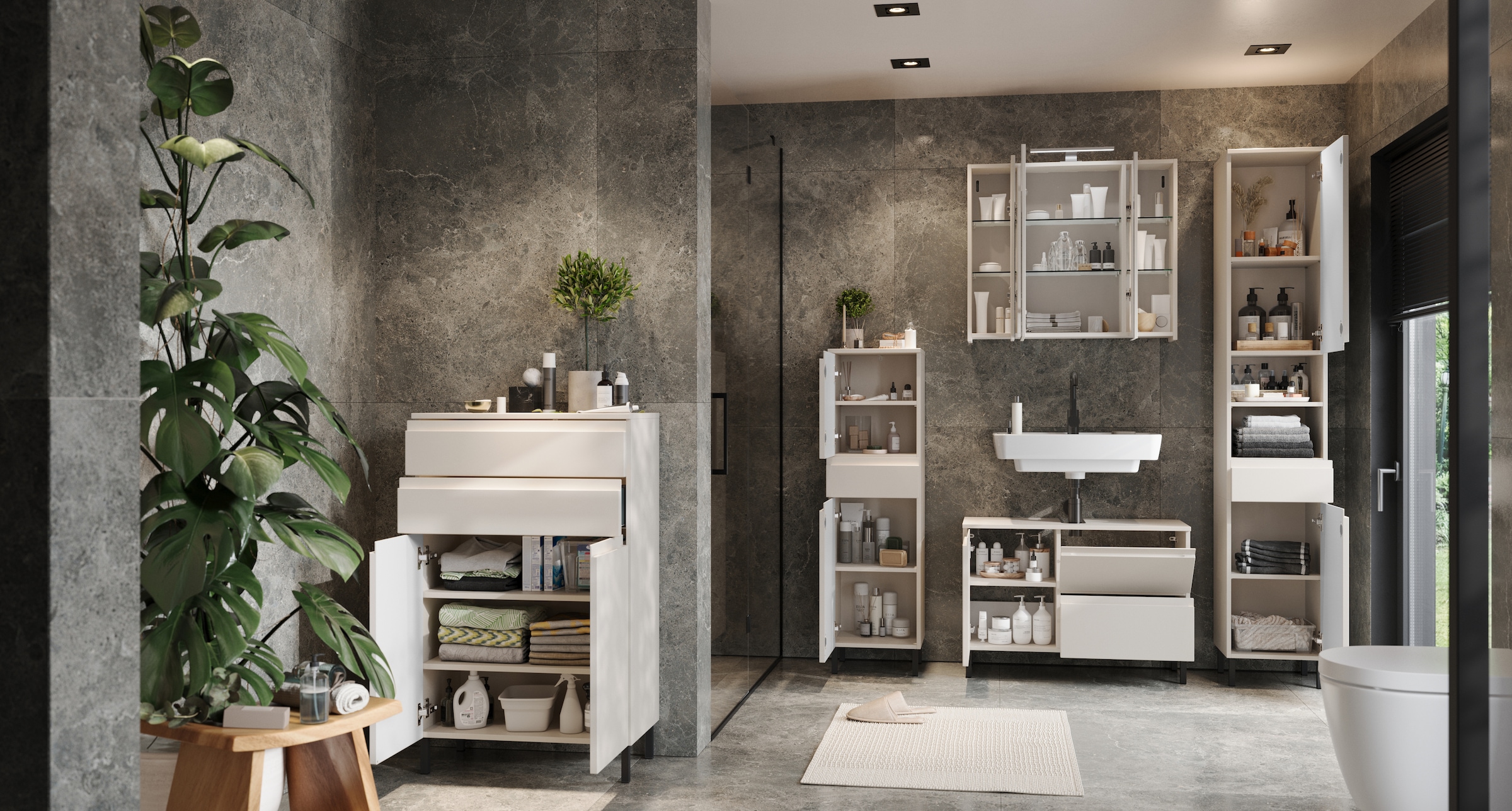 GERMANIA Waschbeckenunterschrank »Scantic«, (1 St.), mit Siphonausschnitt