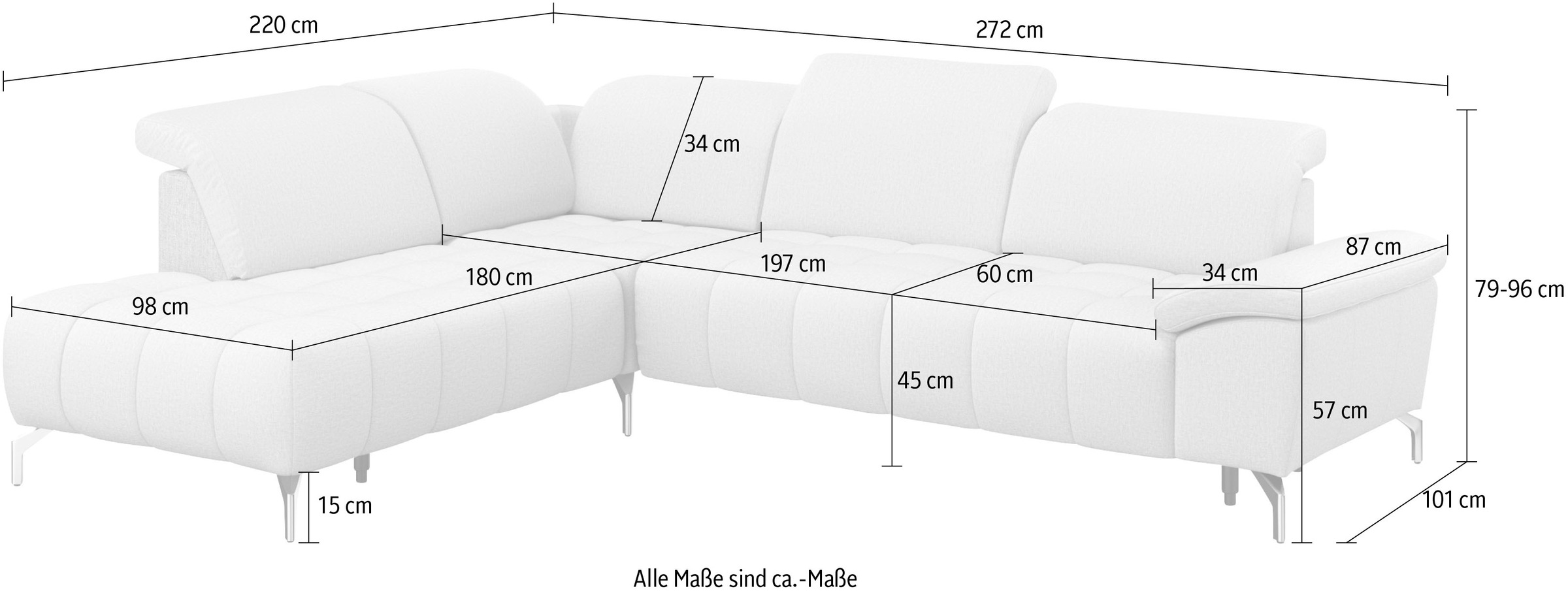 sit&more Ecksofa »Cool L-Form«, wahlweise mit Kopfteilverstellung und Vorziehsitz, motorisch