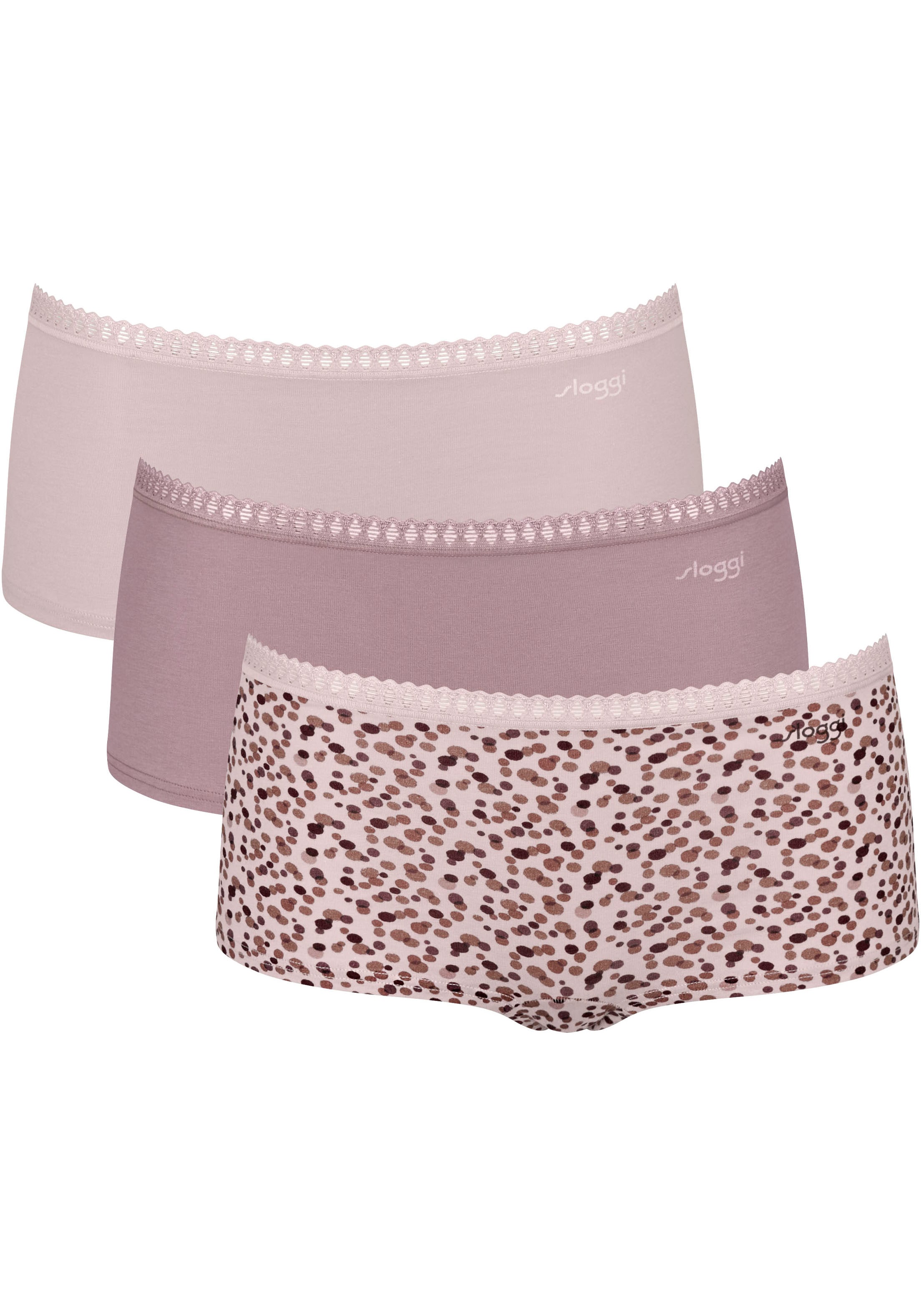 sloggi Panty »GO Crush Short C3P«, (Packung, 3 St.), Spitzendetails