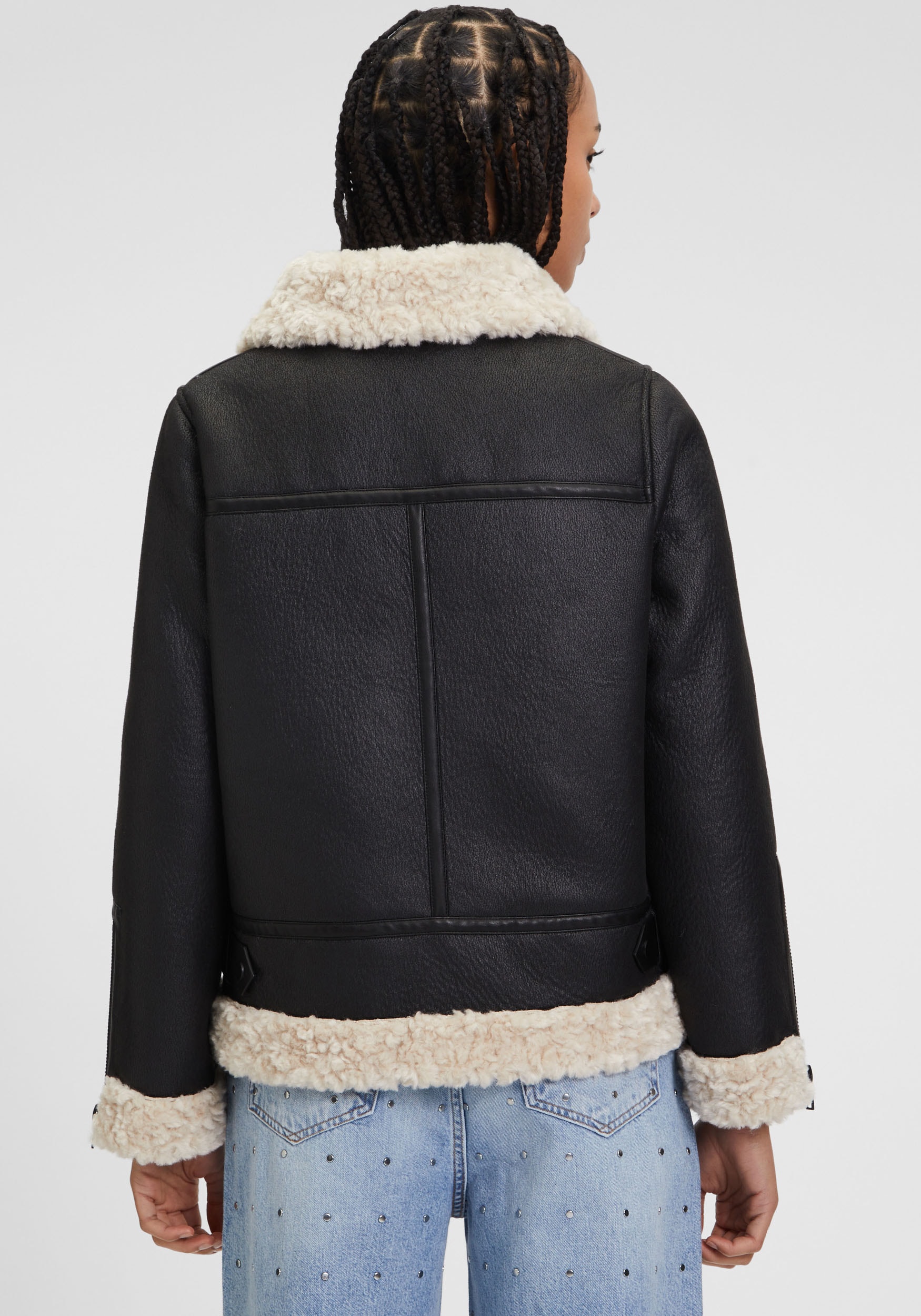 Mauritius Lederimitatjacke »C-039«, mit Fellimitat, Reissverschluss