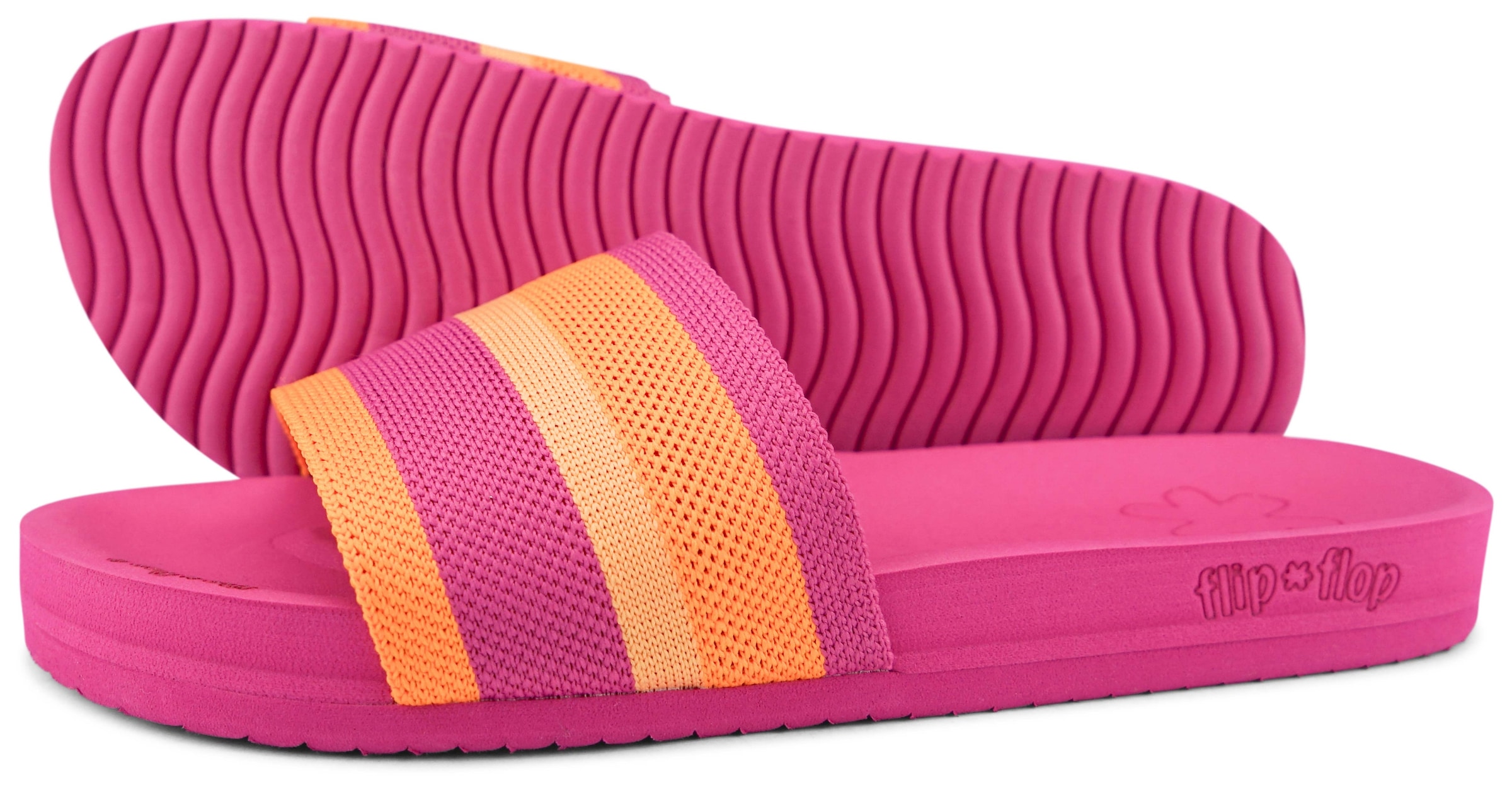 Flip Flop Pantolette »pool*knit multi«, Sommerschuh, Schlappen, Poolsildes mit modischem Streifenmuster