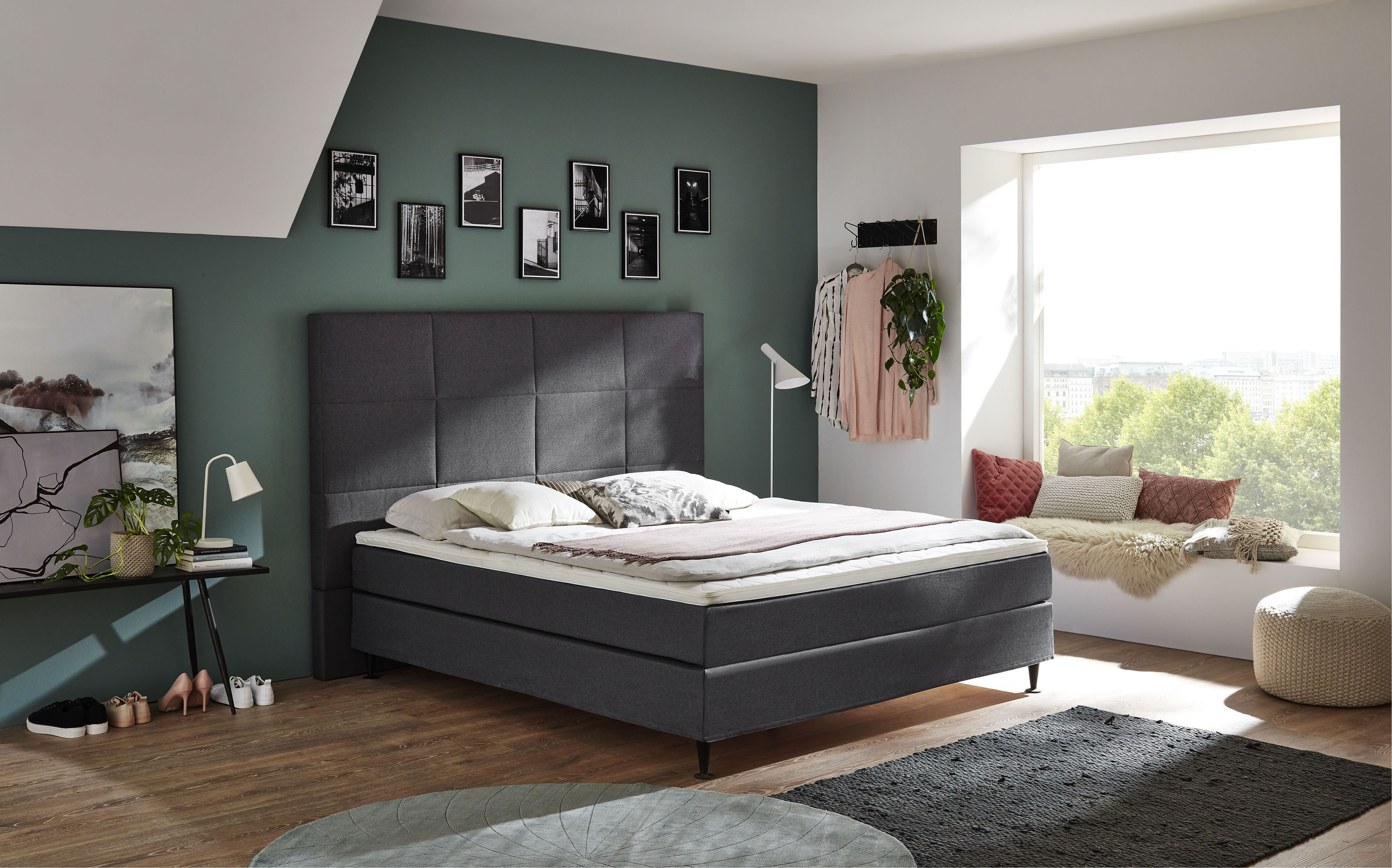 Home affaire Boxspringbett "Linja" mit Hotelbett-Charakter, Komfortliegehöhe und Topper inklusive