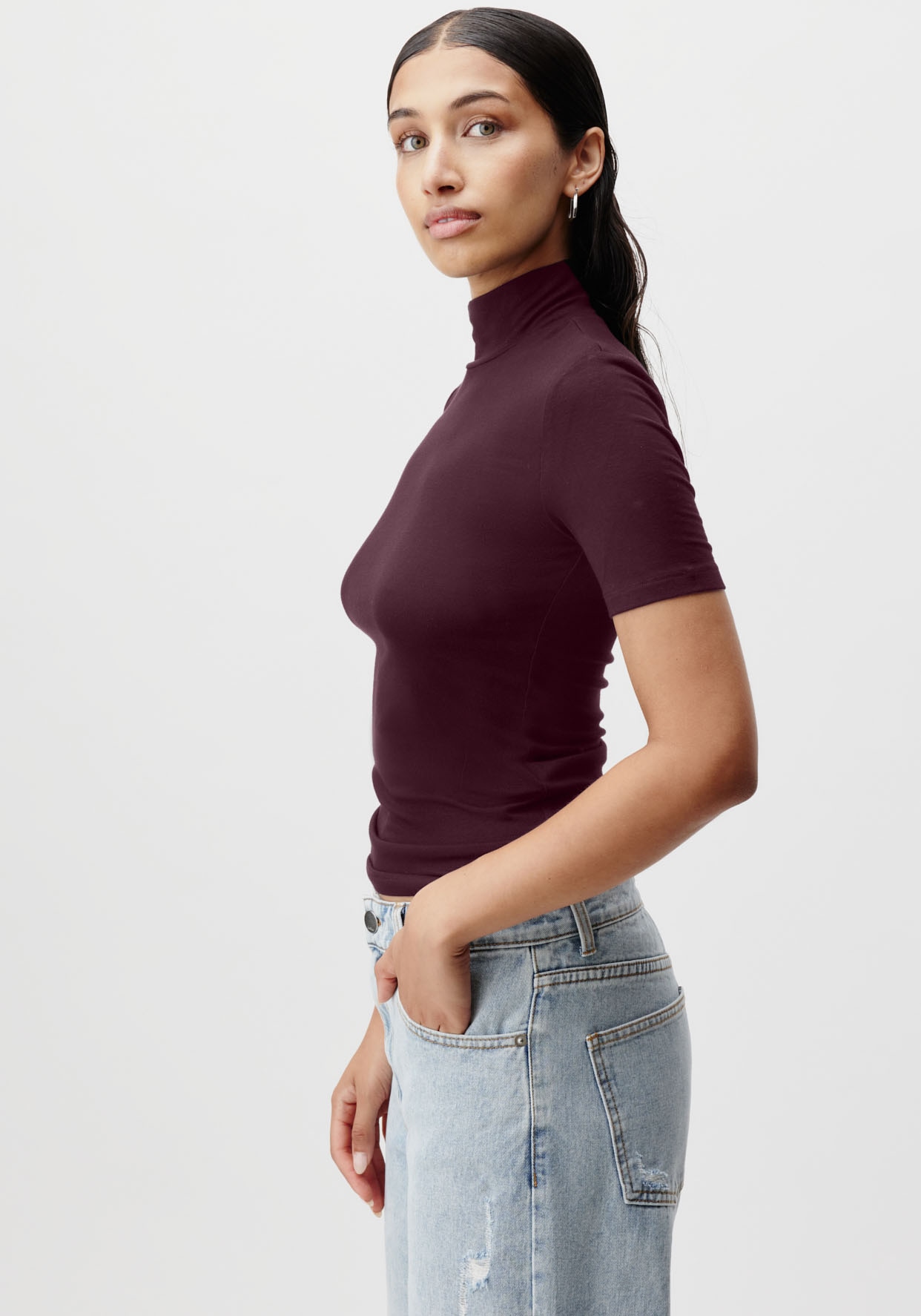 LeGer T-Shirt »Larina, LeGer by Lena Gercke«, figurbetont, Stehkragen