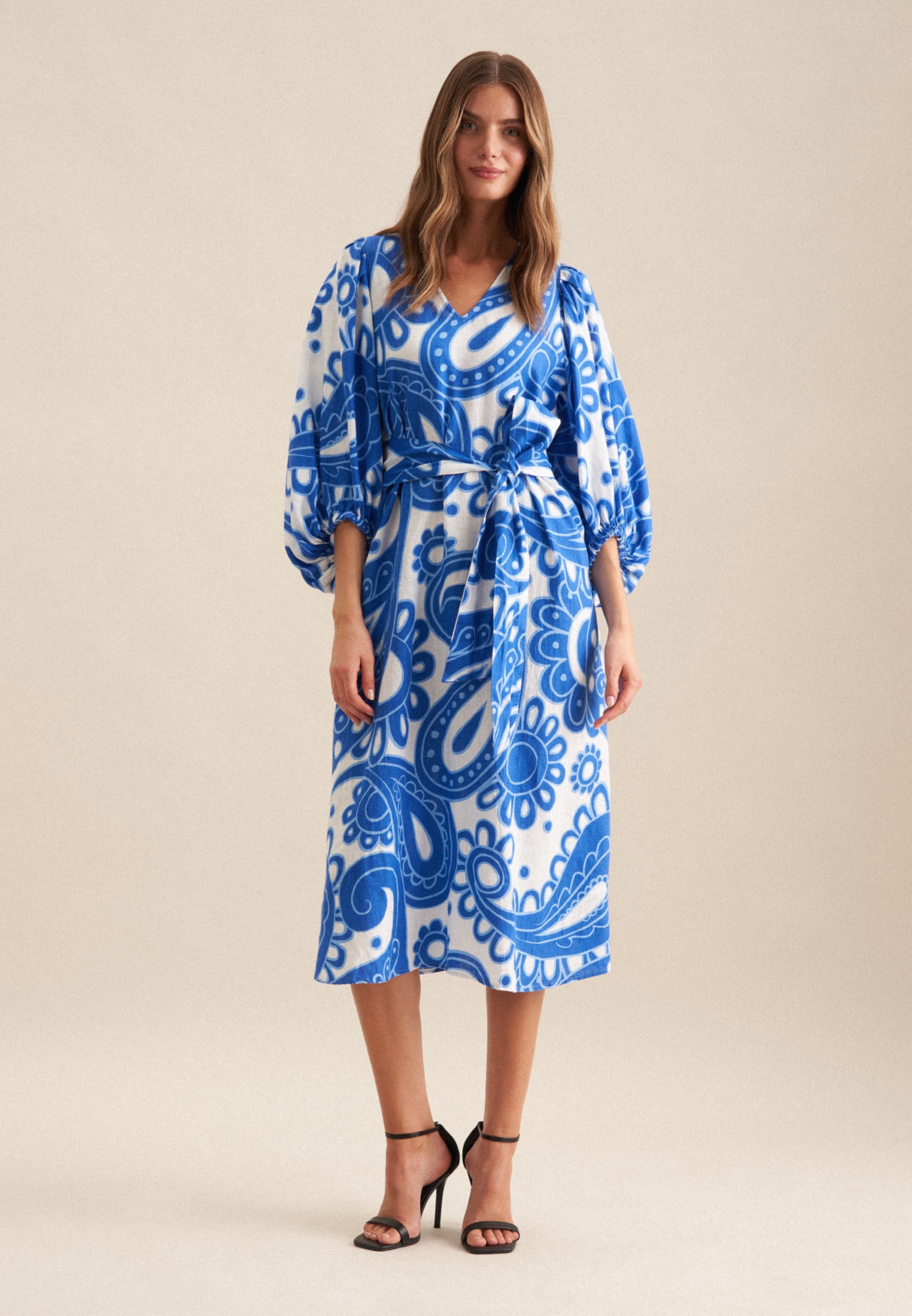 seidensticker Sommerkleid »Schwarze Rose« 3/4 V-Neck Paisley
