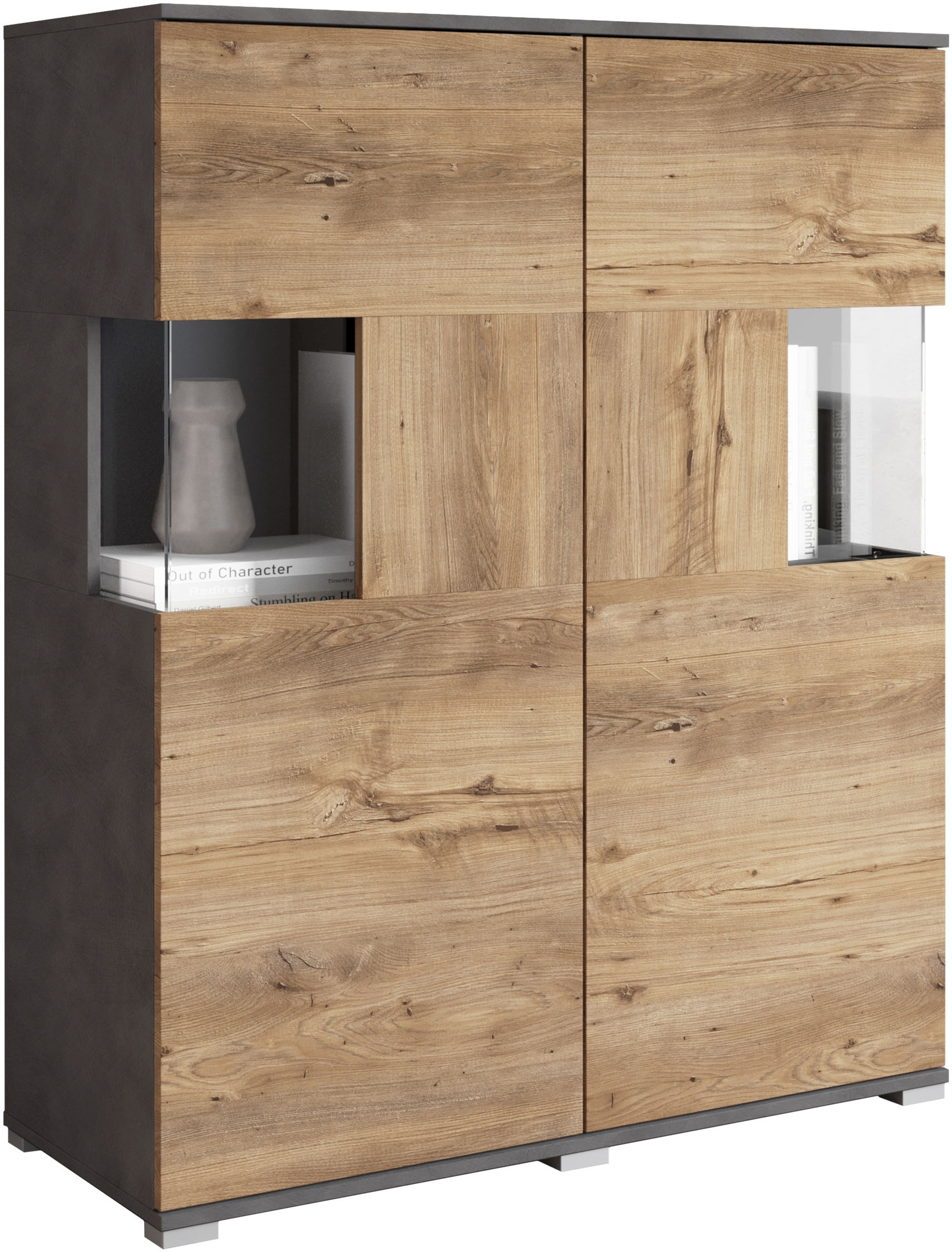 OTTO home Highboard "Kenia" 1 Stk. tlg. Modernes Highboard mit Glastüren, Breite 100 cm