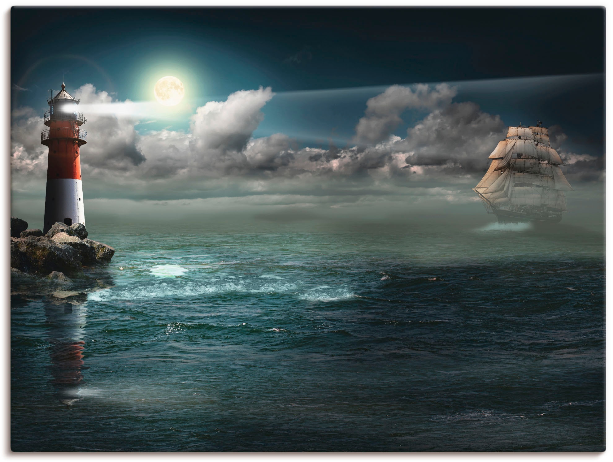 Artland Wandbild »Leuchtturm unter Beleuchtung«, Gebäude, (1 St.), als  Leinwandbild, Wandaufkleber oder Poster in versch. Grössen online kaufen |  Jelmoli-Versand