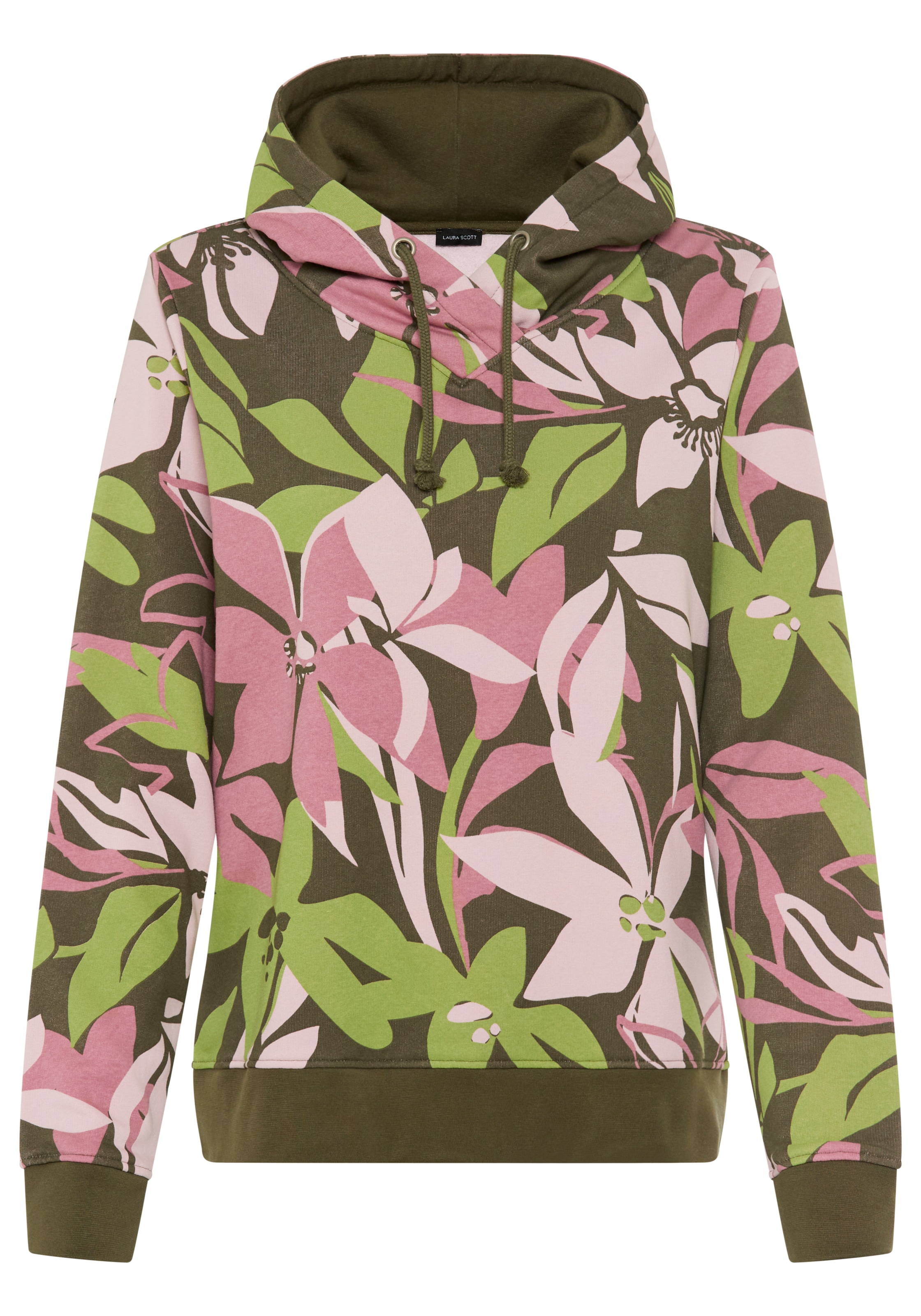 Laura Scott Sweater, Pflegeleichte Baumwollmischung mit Kapuze und Blumendruck