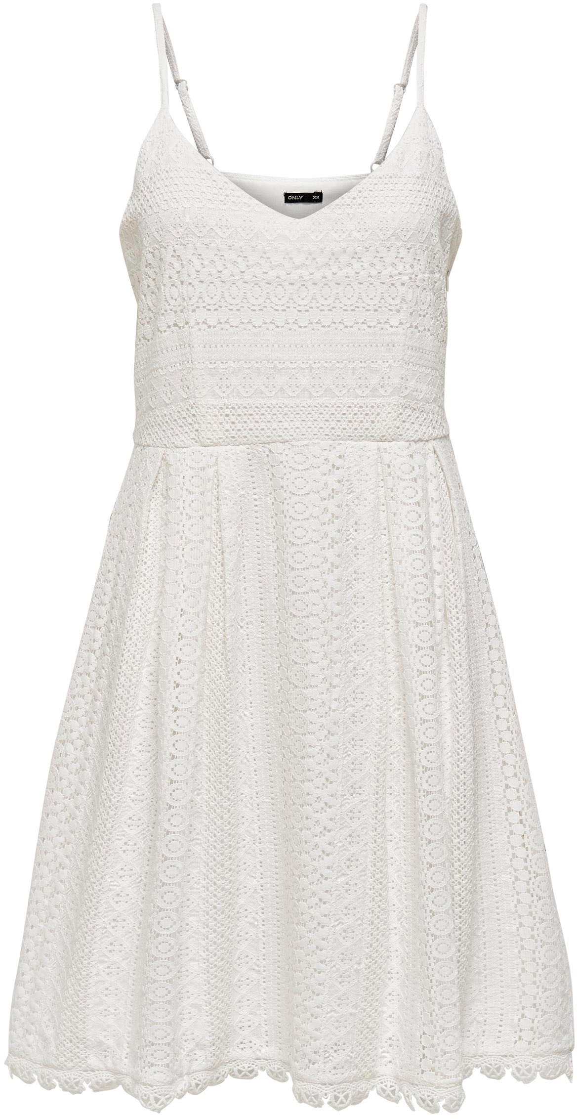 ONLY Trägerkleid »ONLHELENA LACE S/L SHORT DRESS WVN«, mit Spitzen-Detail