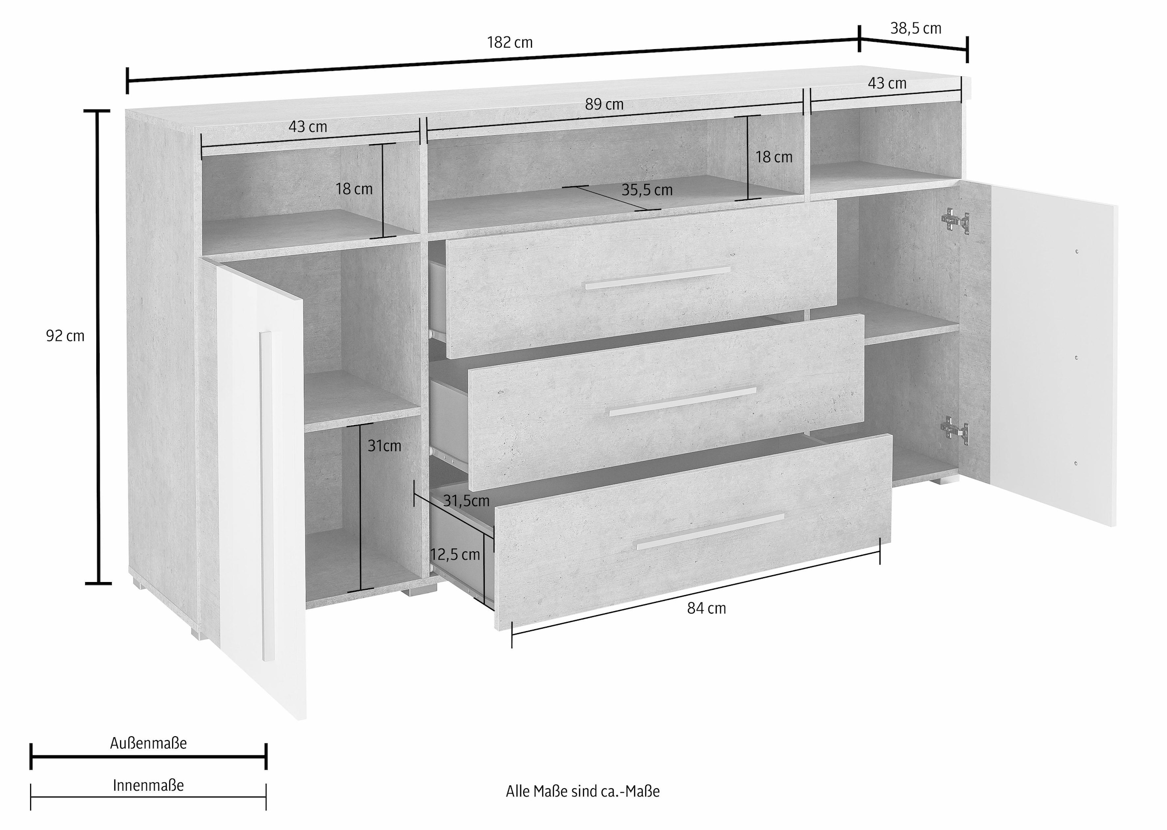 Helvetia Sideboard »Roger«, Breite 182 cm