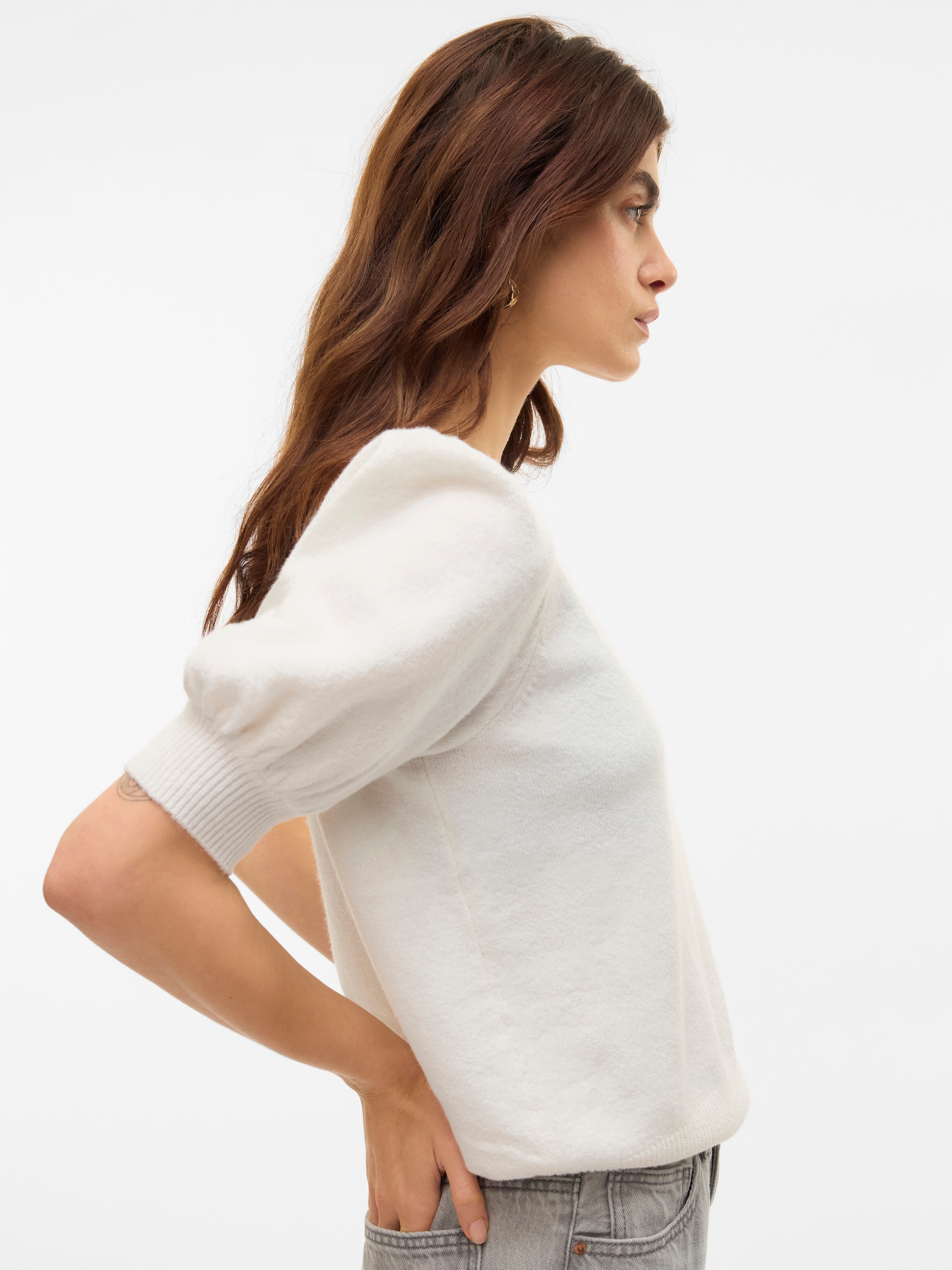 Vero Moda Strickpullover »VMDOFFY 2/4 O-NECK PULLOVER GA NOOS«, mit leichten Puffärmeln