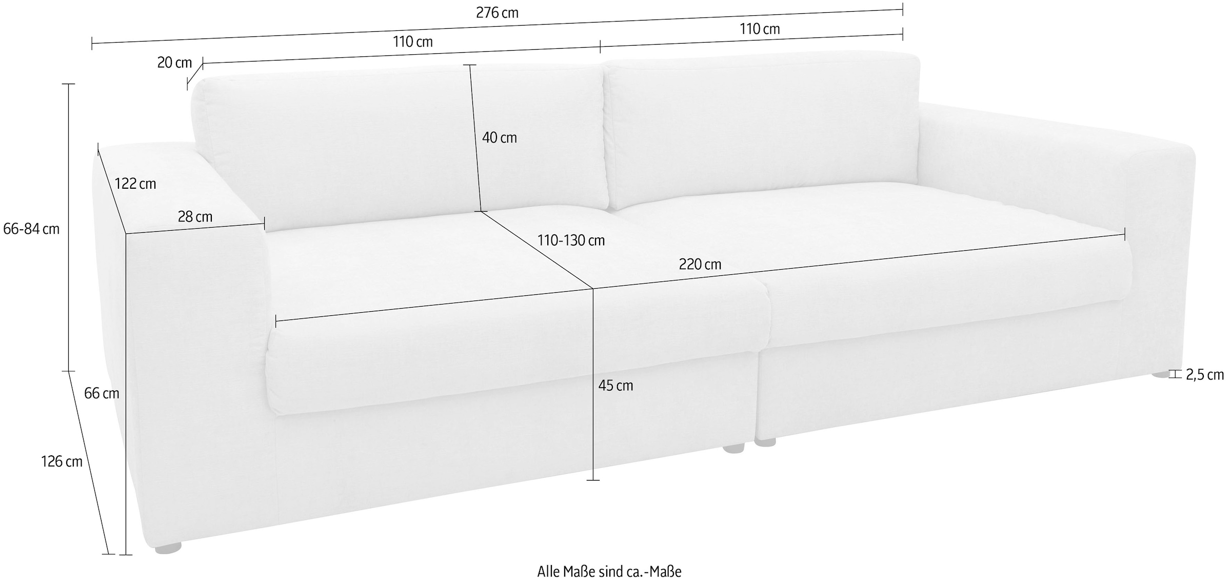 DOMO collection Big-Sofa »800025 Megasofa Breite 276cm, Taschenfederkern, fester Sitzkomfort«, pflegeleichter, edler Strukturstoff, Chenille-Optik aus 100% Polyester