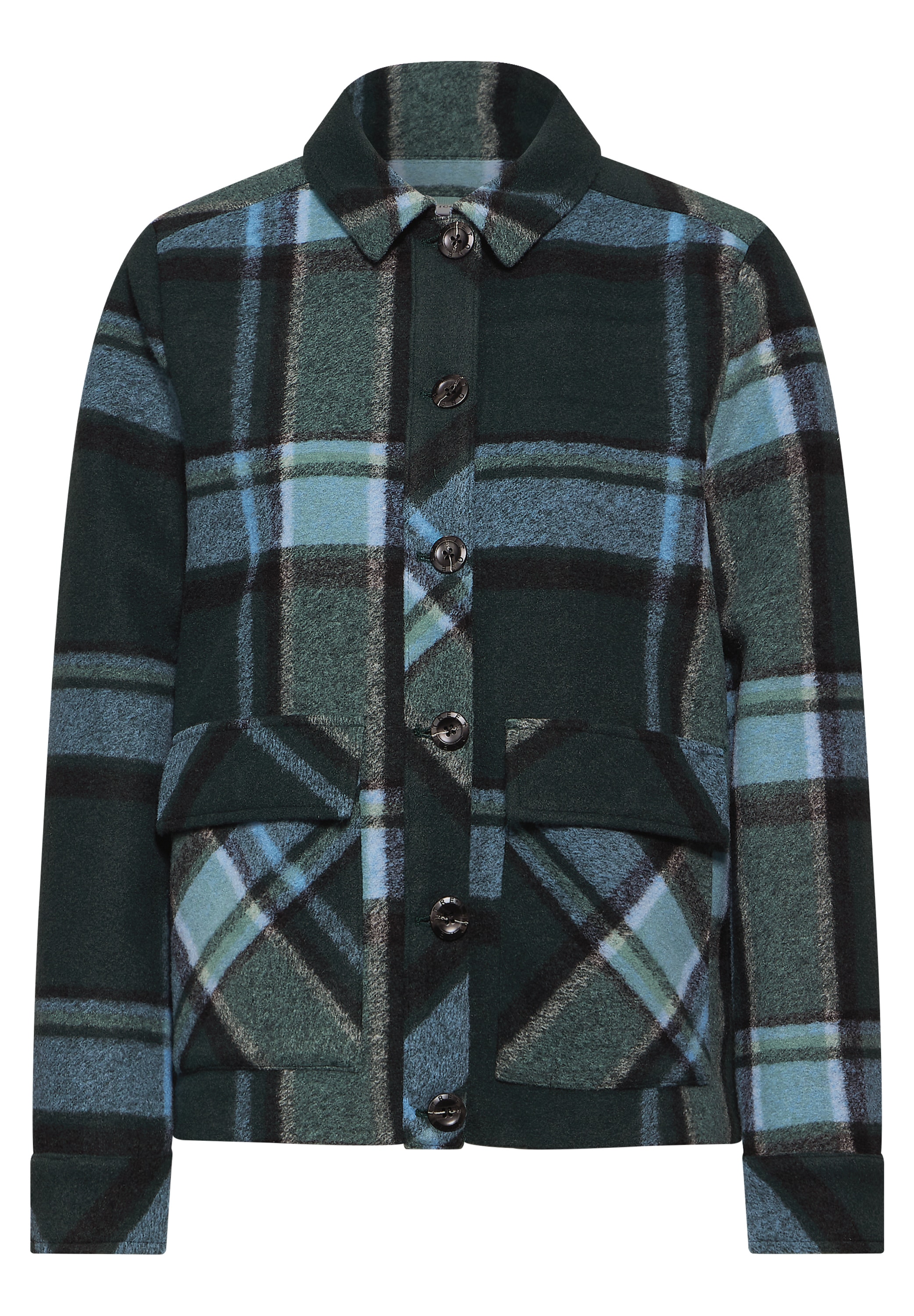STREET ONE Wolljacke, ohne Kapuze, mit Karo Muster