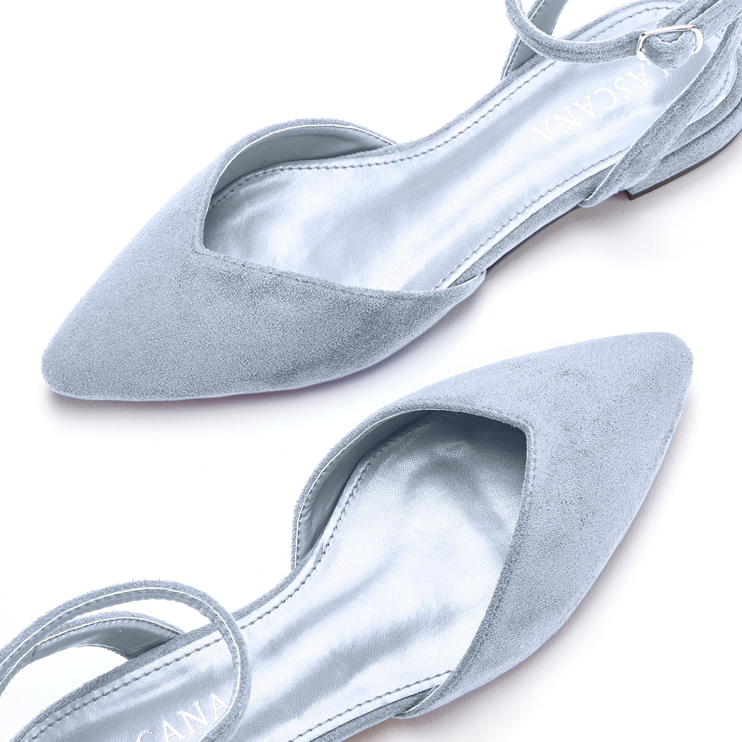 LASCANA Ballerina, Riemchenballerina, Slipper, Halbschuh, Sandale mit spitzer Form VEGAN