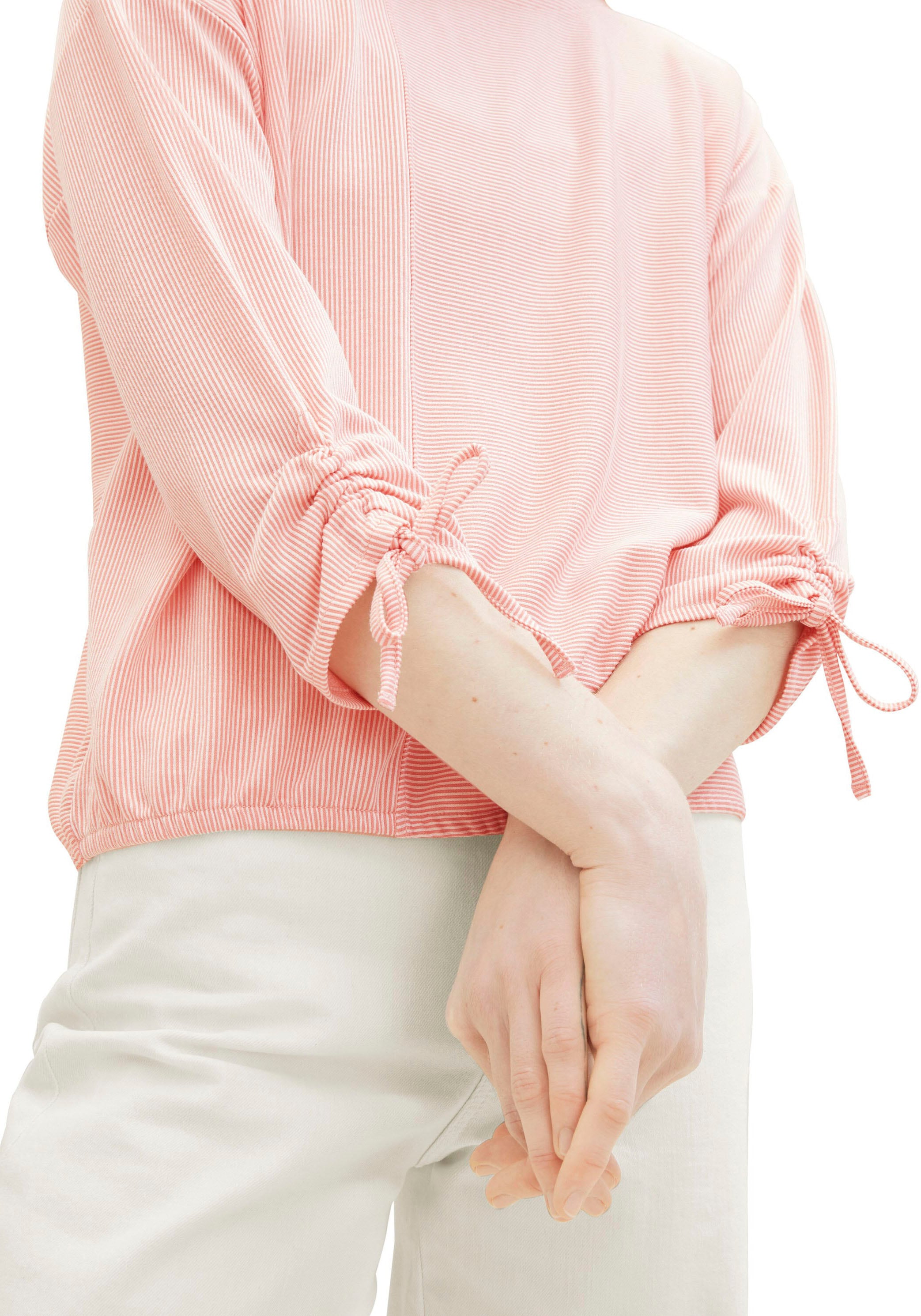 TOM TAILOR Denim 3/4-Arm-Shirt, in feiner Rippoptik