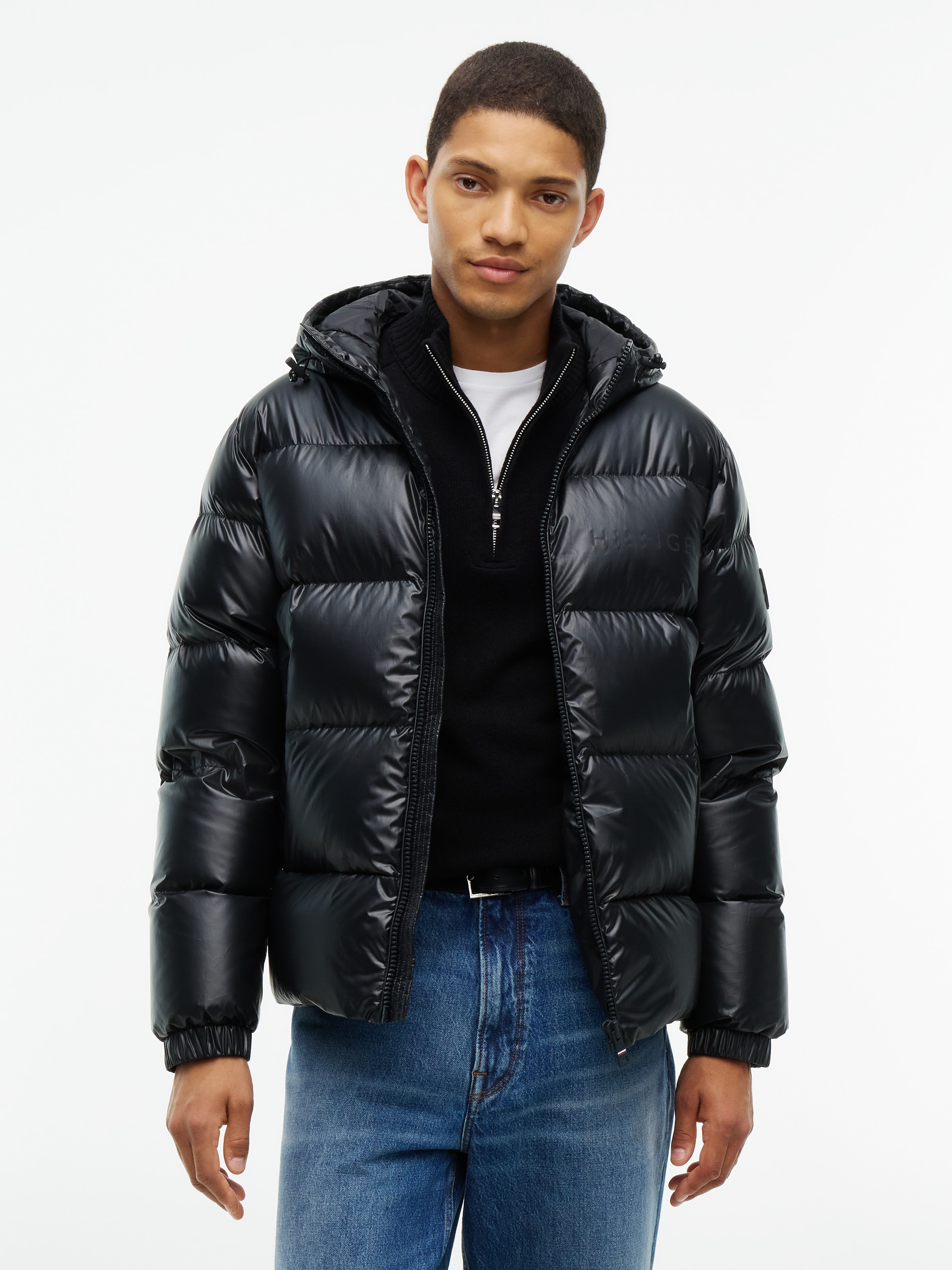 Tommy Hilfiger Daunenjacke "SHINY DOWN HOODED PUFFER" mit Kapuze mit weicher Daunenfüllung