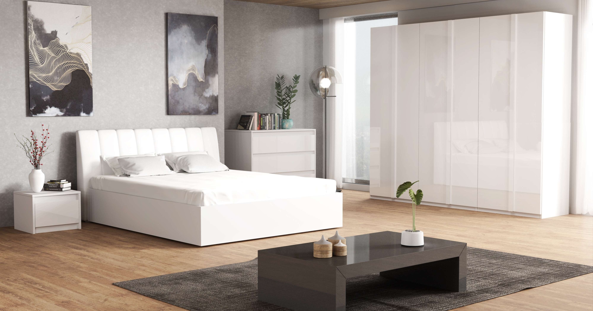INOSIGN Bett »Bett Malissa mit gepolstertem Kopfteil ohne Stauraum«, Bettgestell, Schlaffläche 180x200 cm, BxTxH 186,6 x 206,4 x 100 cm