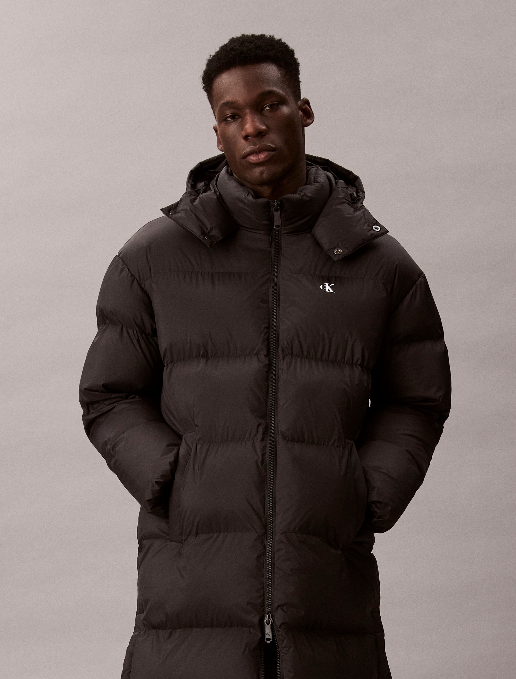 Calvin Klein Jeans Steppmantel »LS LONG LENGTH HOODED NYLON PUFF« Mit Rundhalsausschnitt, regular fit