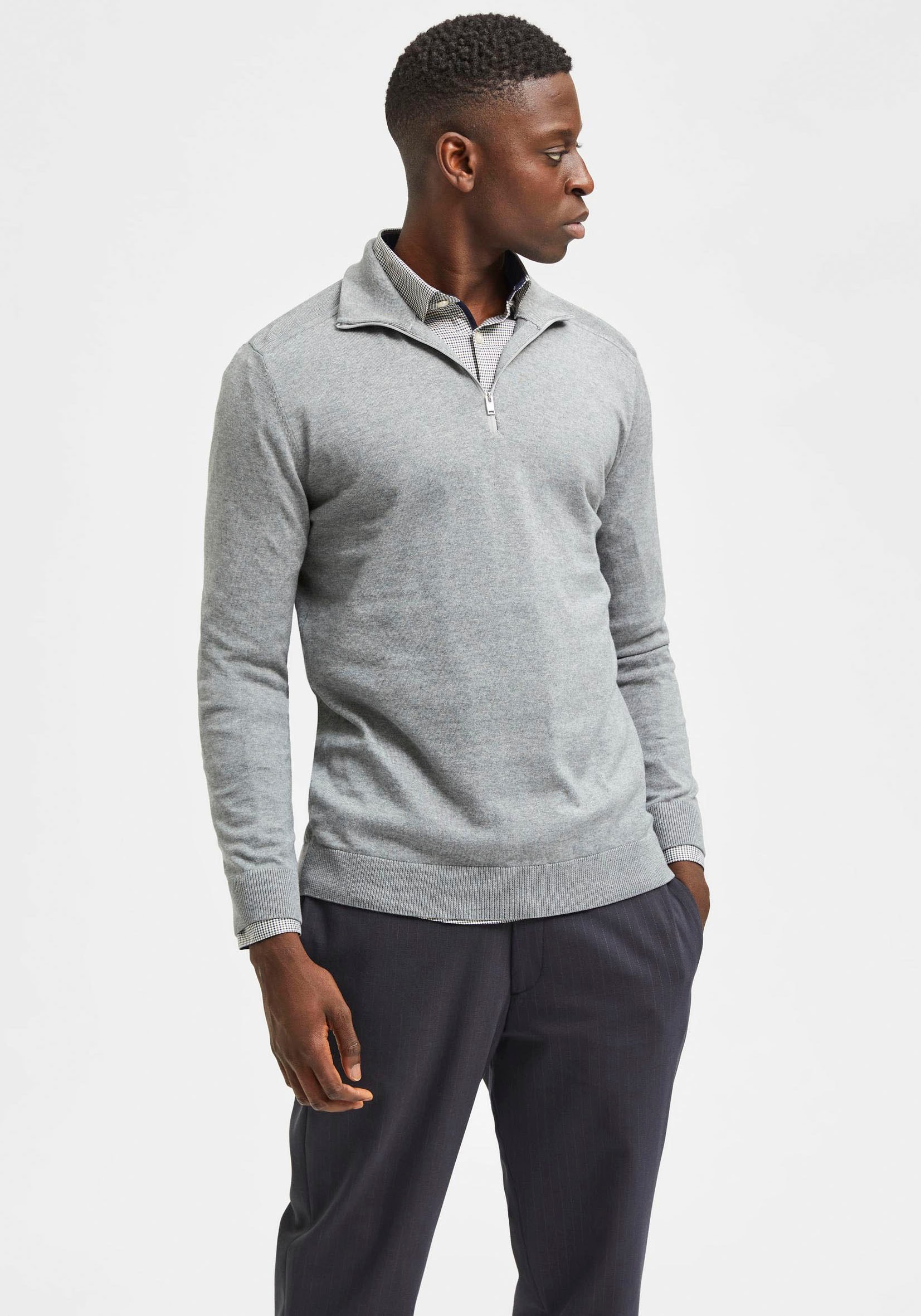 SELECTED Troyer »SLHBERG HALF ZIP CARDIGAN NOOS« Baumwolle, regular fit