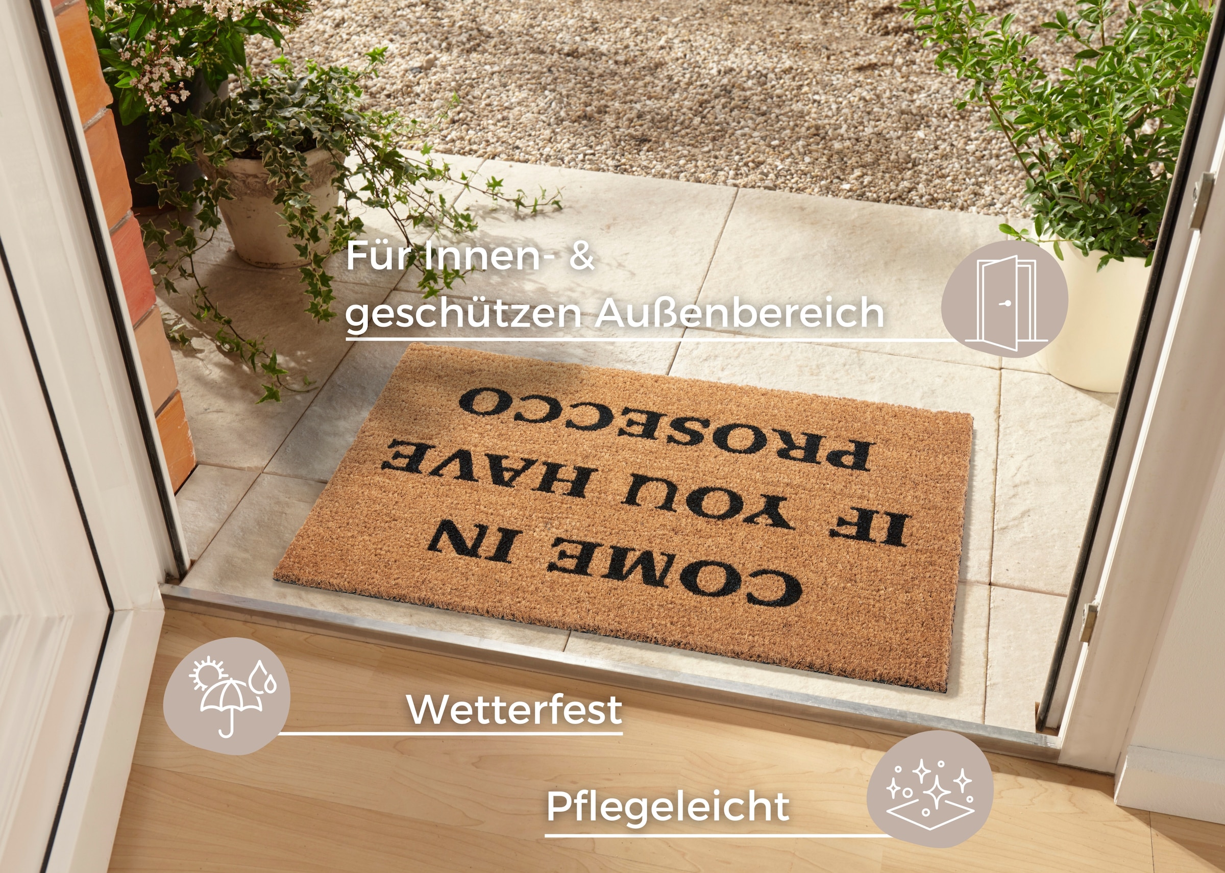 HANSE Home Fussmatte »Mix Mats Kokos Prosecco, Türmatte«, rechteckig, 15 mm Höhe, Kokos, Schmutzfangmatte, Outdoor, Rutschfest, Innen, Kokosmatte, Flur
