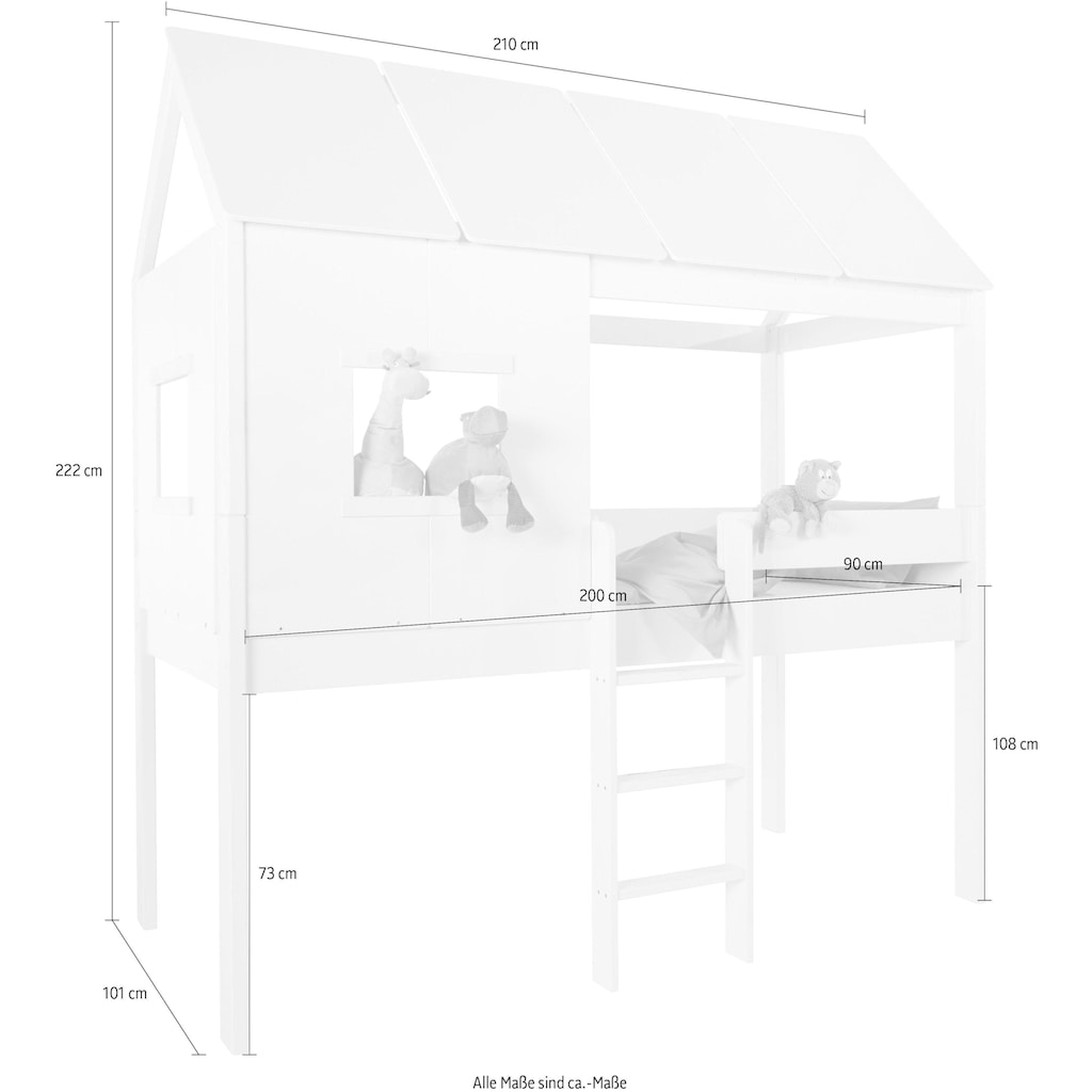 Lüttenhütt Kinderbett »Finn«, Hausbett, aus massiver Kiefer, hochwertige Verarbeitung