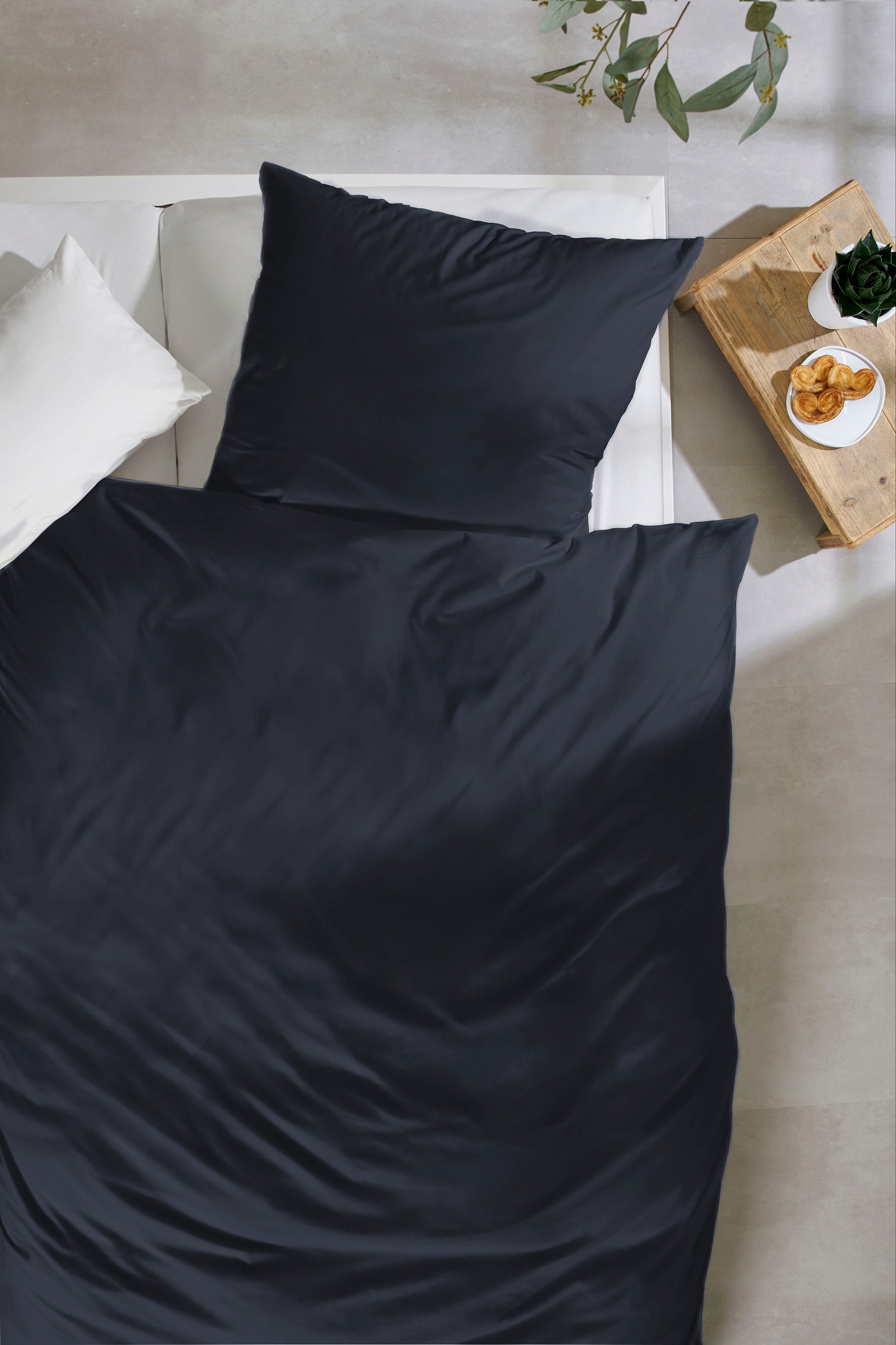 Primera Bettwäsche »Uni Luxus-Satin in Gr. 135x200, 155x220 oder 200x200 cm«, Bettwäsche aus Baumwolle, unifarbene Bettwäsche mit Reissverschluss