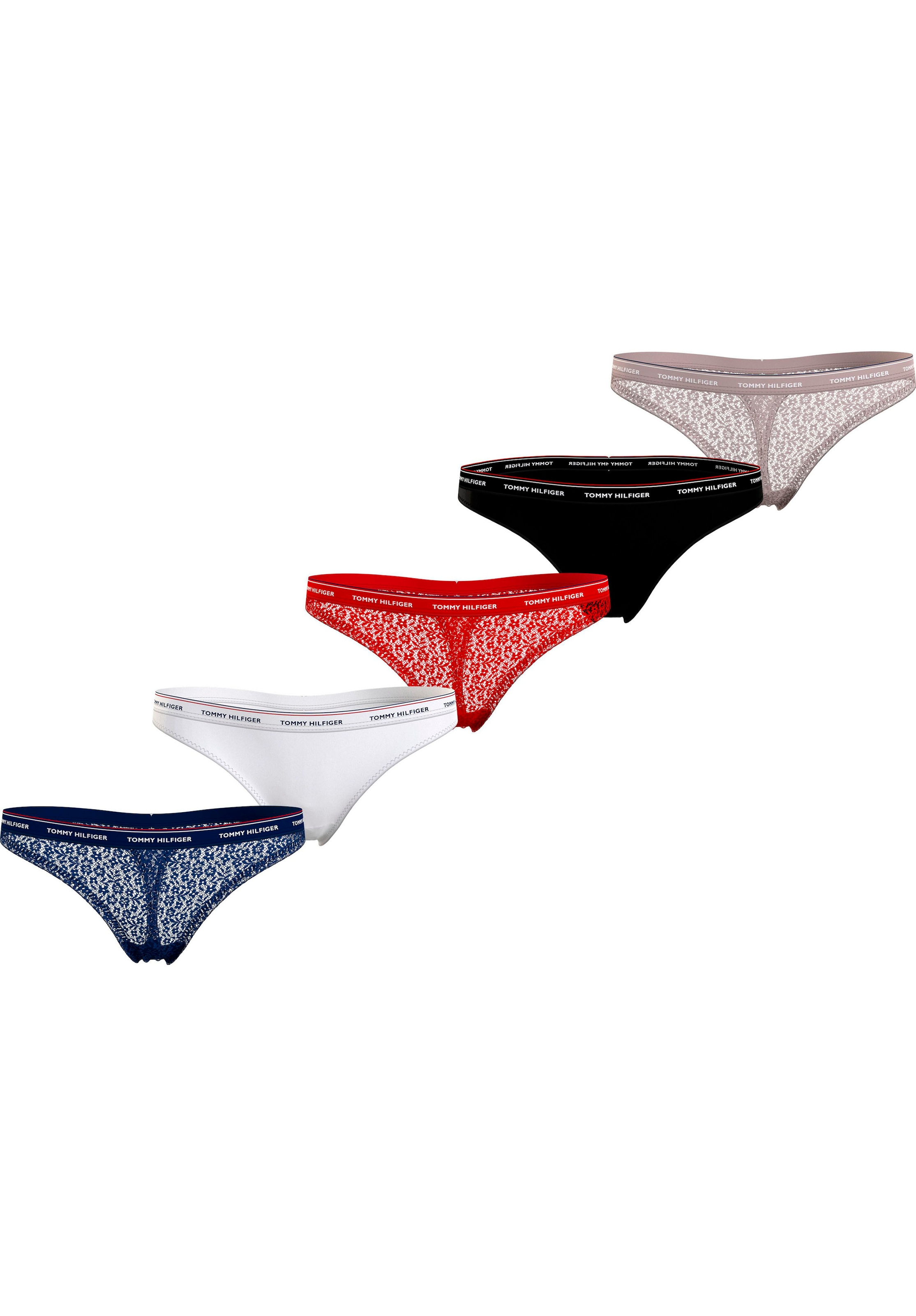 ❤ Tommy Hilfiger 5 Underwear Shop mit 5er-Pack), Jelmoli-Online »THONG Logobund 5 in im bestellen PACK GIFTING«, (Packung, T-String Labelfarben modischem St