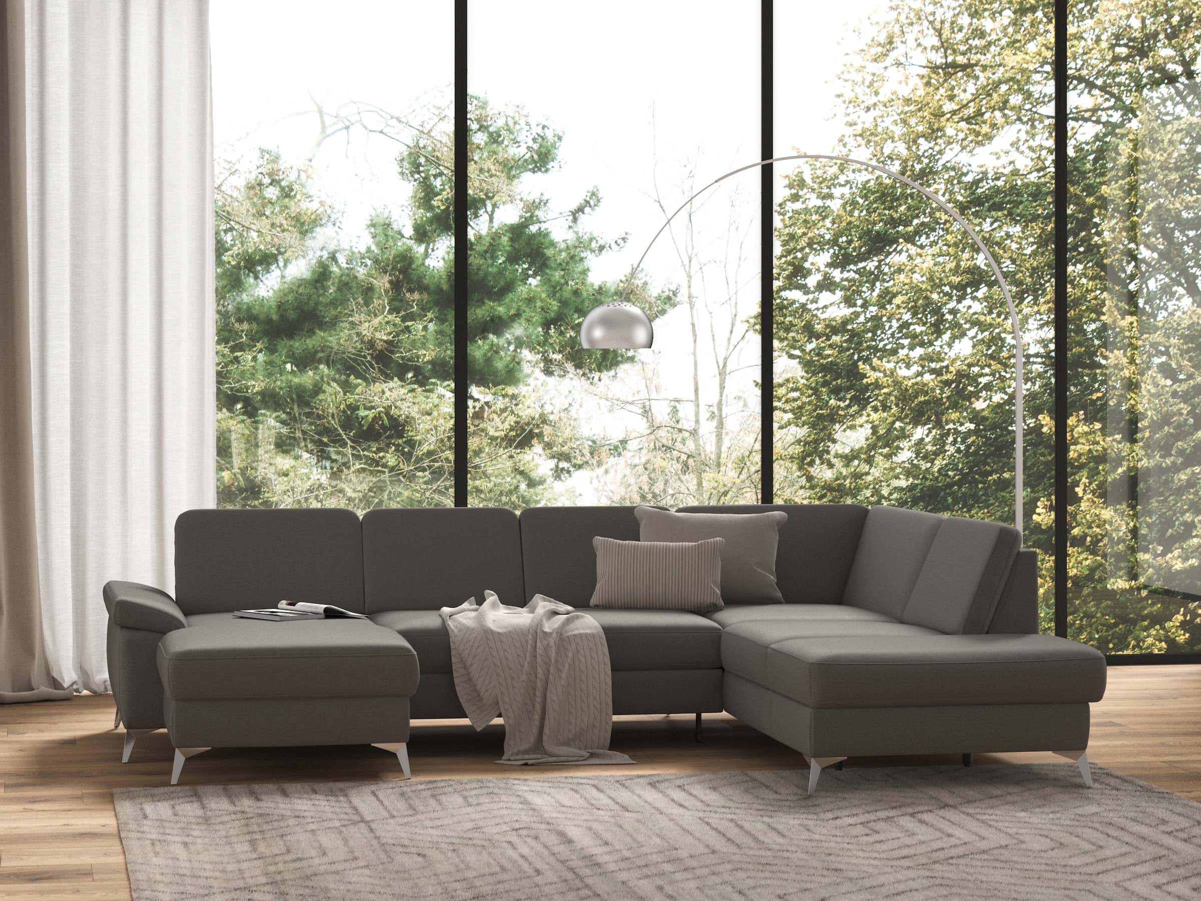 sit&more Wohnlandschaft »Padua U-Form«, inklusive Sitztiefenverstellung, Armteilfunktion und Federkern