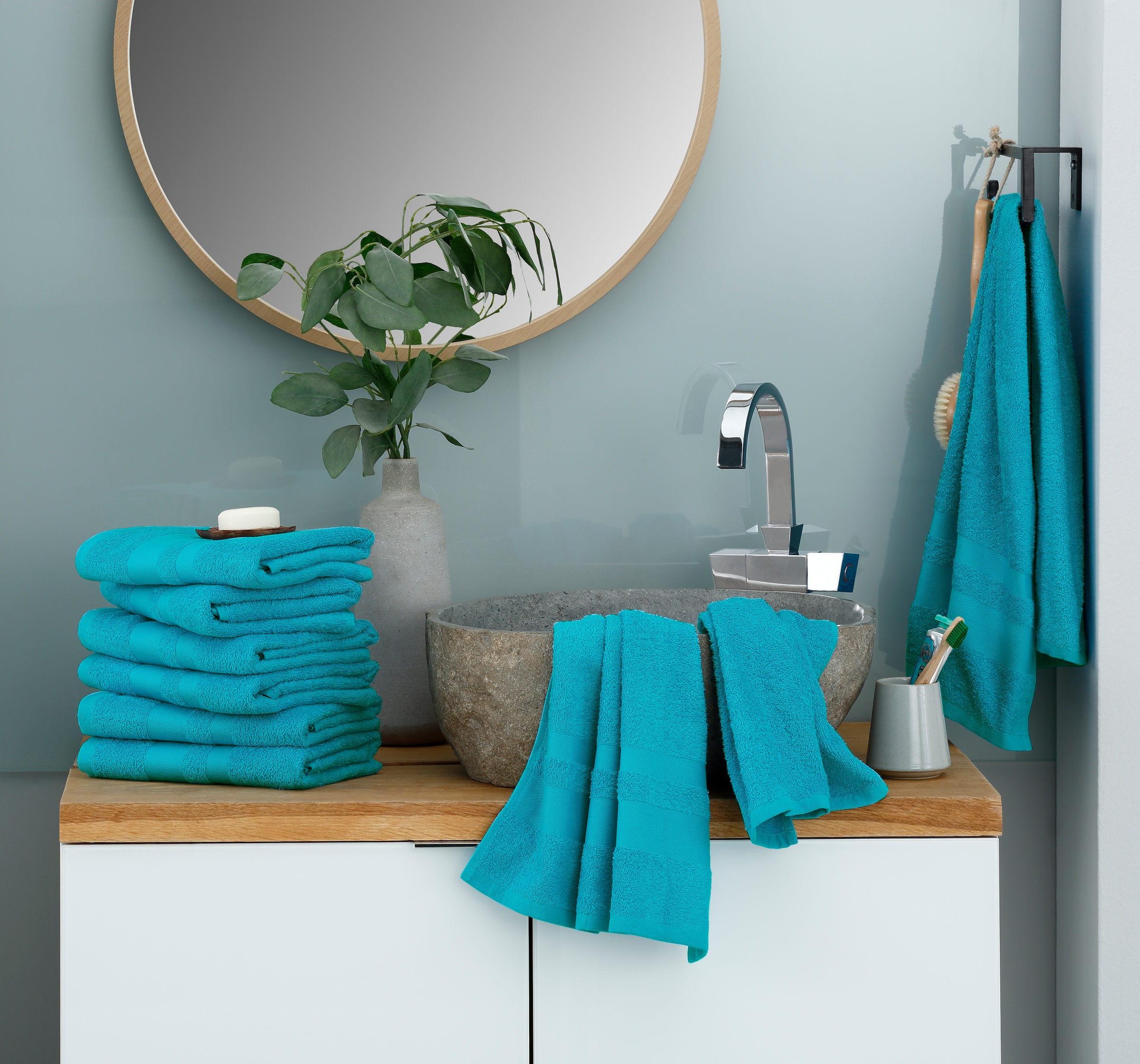 my home Handtuch einfarbiges Handtuch-Set 100% »Vanessa«, Jelmoli-Versand online tlg., Bordüre, kaufen Baumwolle aus | Handtücher mit Set, Walkfrottee, 8 Set