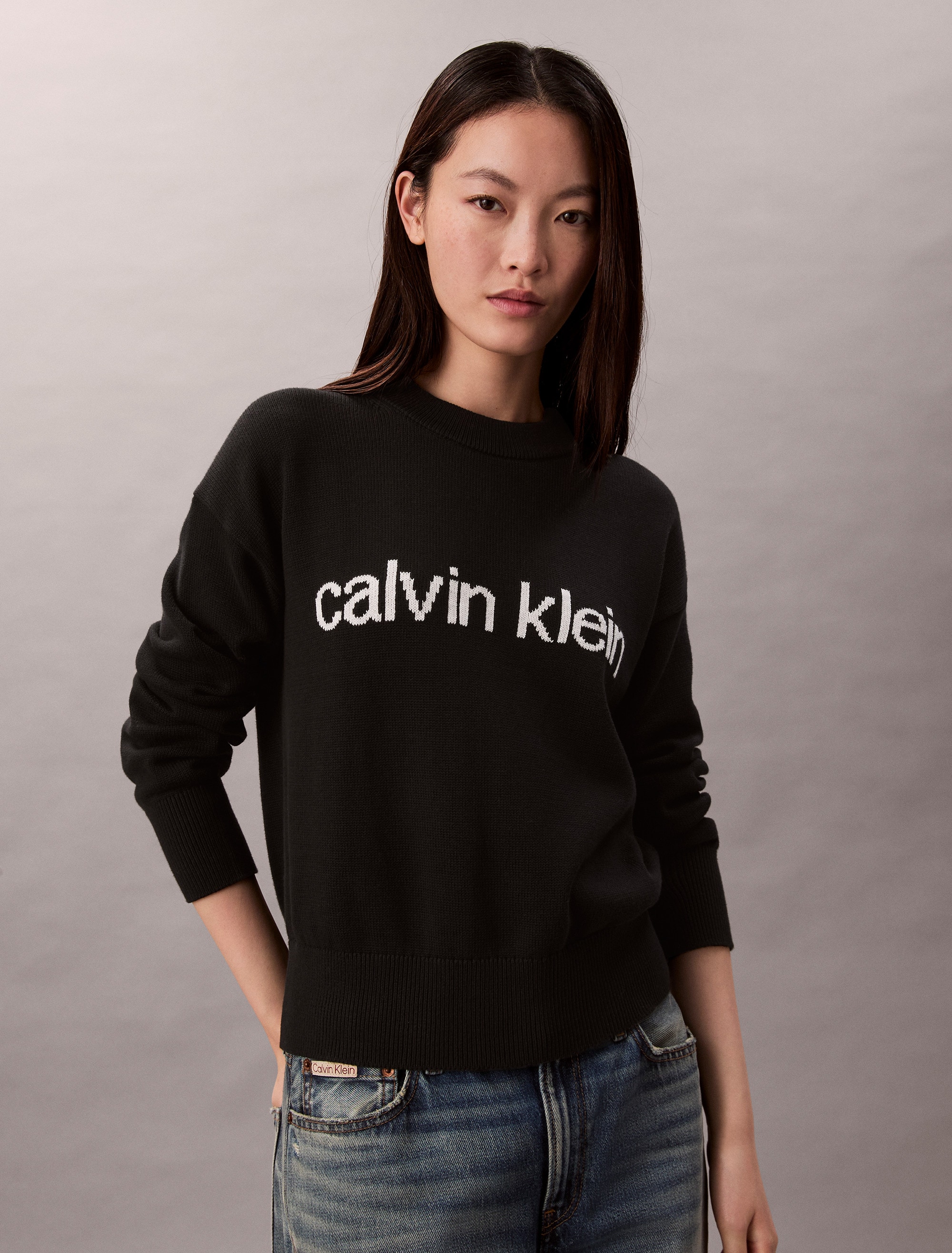 Calvin Klein Jeans Strickpullover »Cotton Graphic Pullover« Mit Rundhalsausschnitt