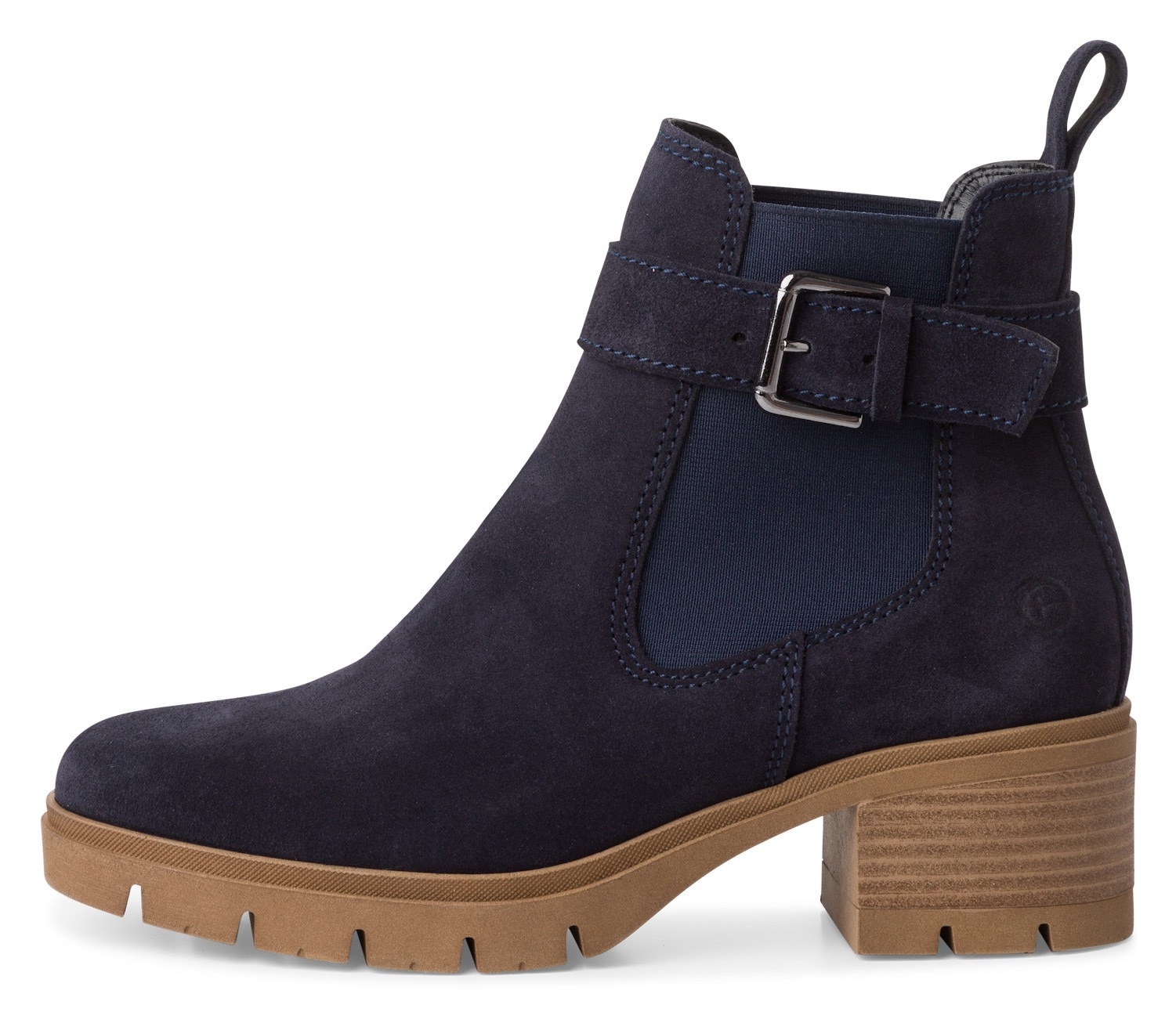 Tamaris Chelseaboots, Blockabsatz, Businessmode, Stiefelette mit Zierschnalle