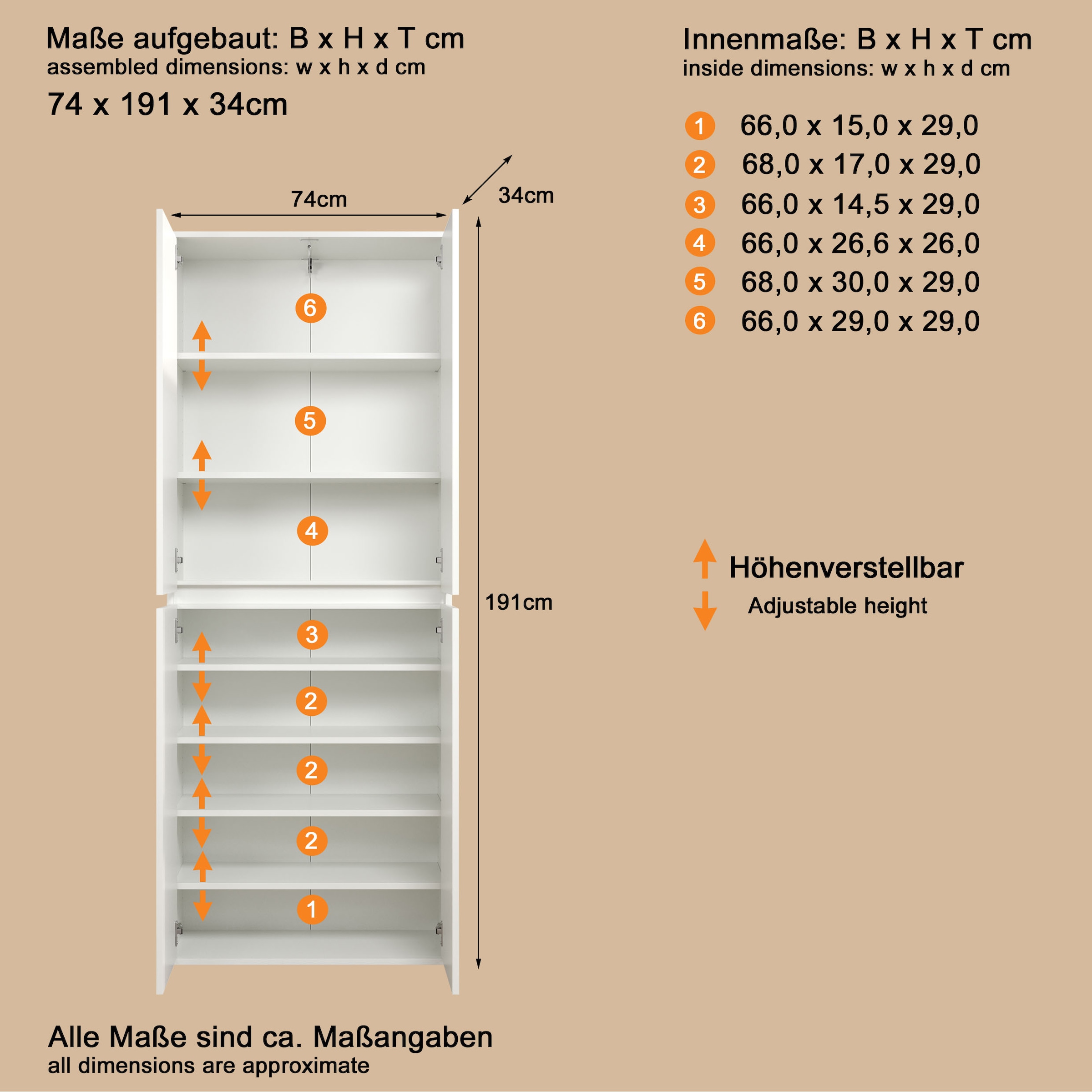 INOSIGN Mehrzweckschrank »Novara«, Mehrzweckschrank mit Kleiderstange - (B/T/H) nach Wahl 37-74/34/191 cm