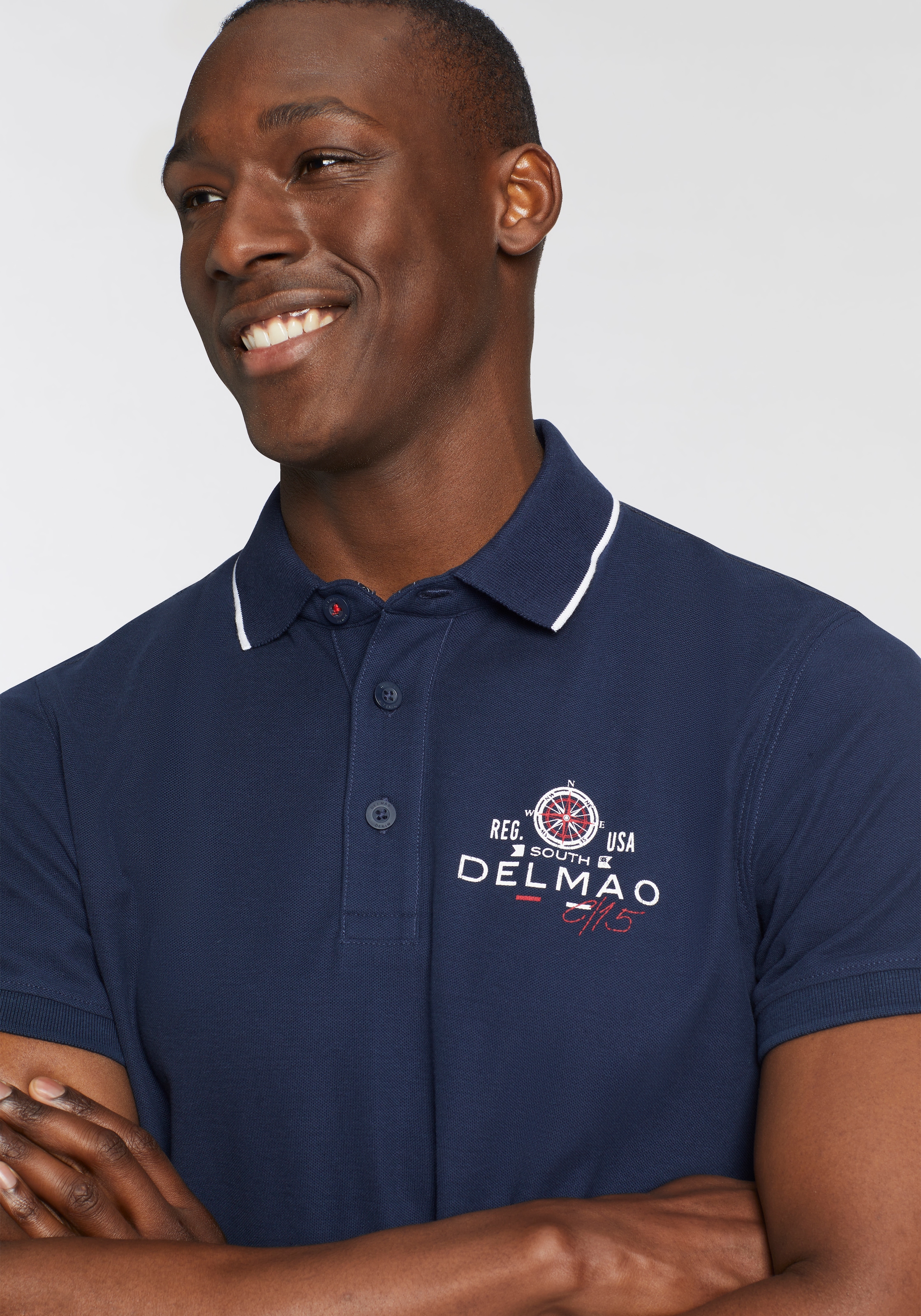 DELMAO Poloshirt, mit Brustprint