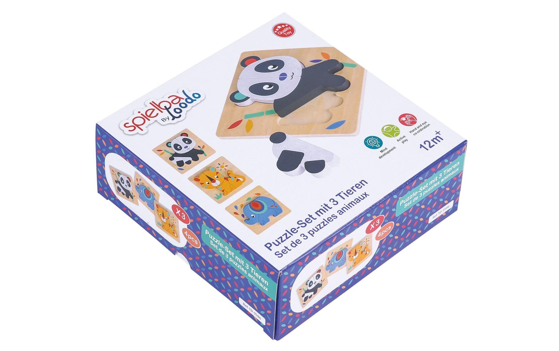 Spielba Lernspielzeug »Puzzle-Set mit Panda, Elefant, Giraffe«