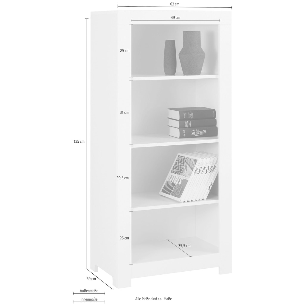 INOSIGN Regal »Style«, in weiss/lackiert, für viele Stauraummöglichkeiten, der vielen Fächeroptionen, Höhe 135 cm