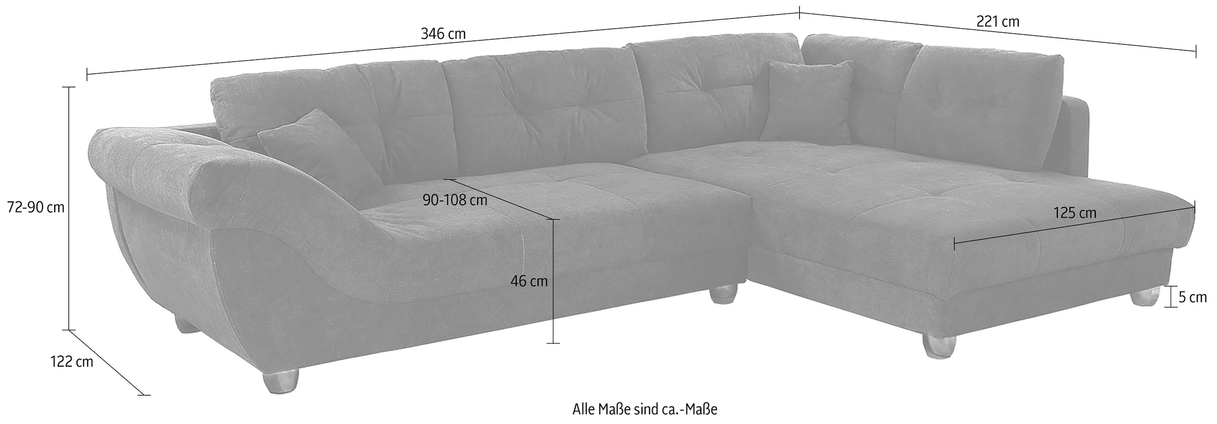 Jockenhöfer Gruppe Ecksofa »Siena L-Form«, grosse Sitz- und Liegefläche, Ottomane links oder rechts montierbar