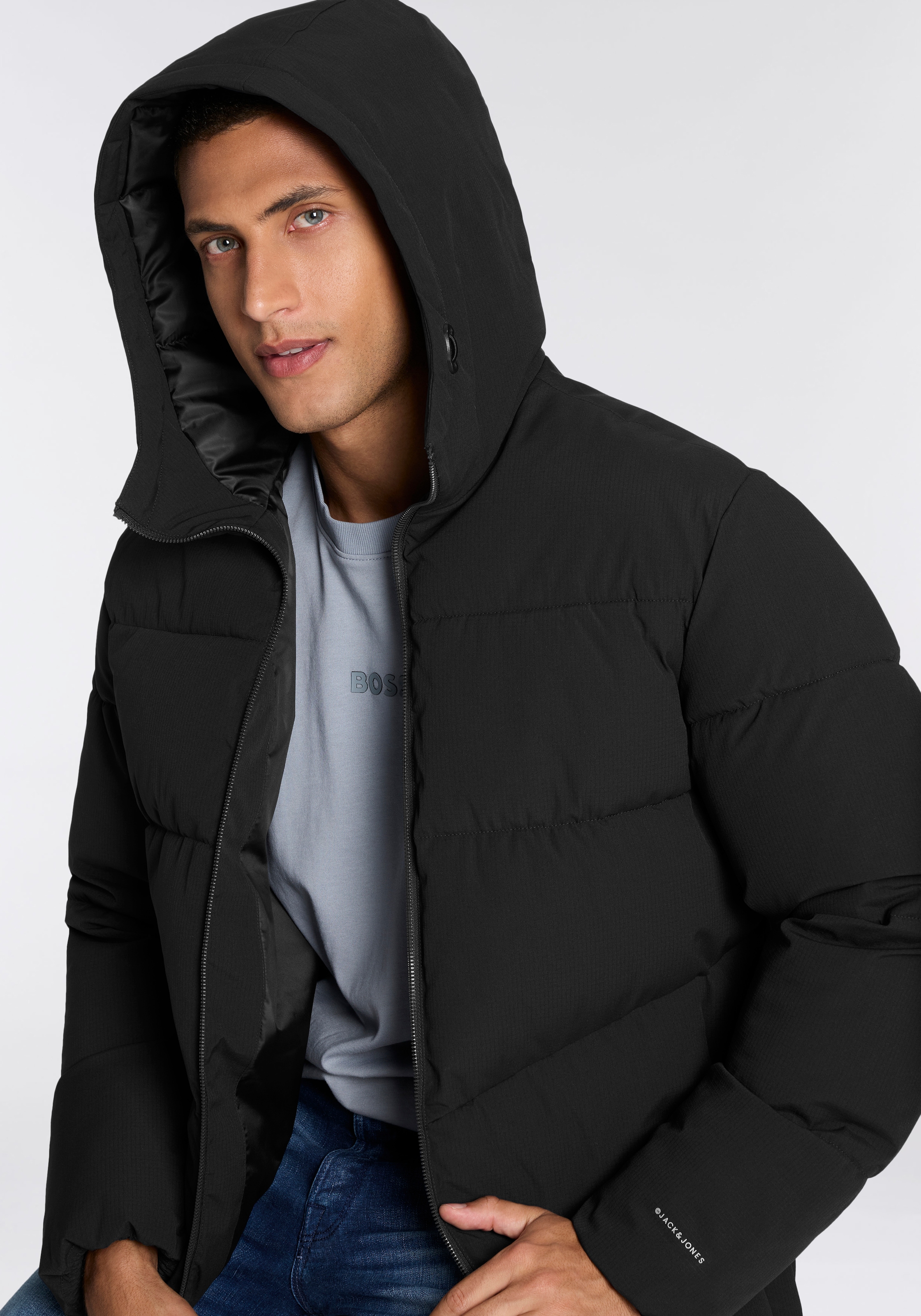 Jack & Jones Steppjacke »JJGUARD – Steppjacke mit Wattierung und Reissverschluss«, mit Kapuze, modisch, regular fit, Web