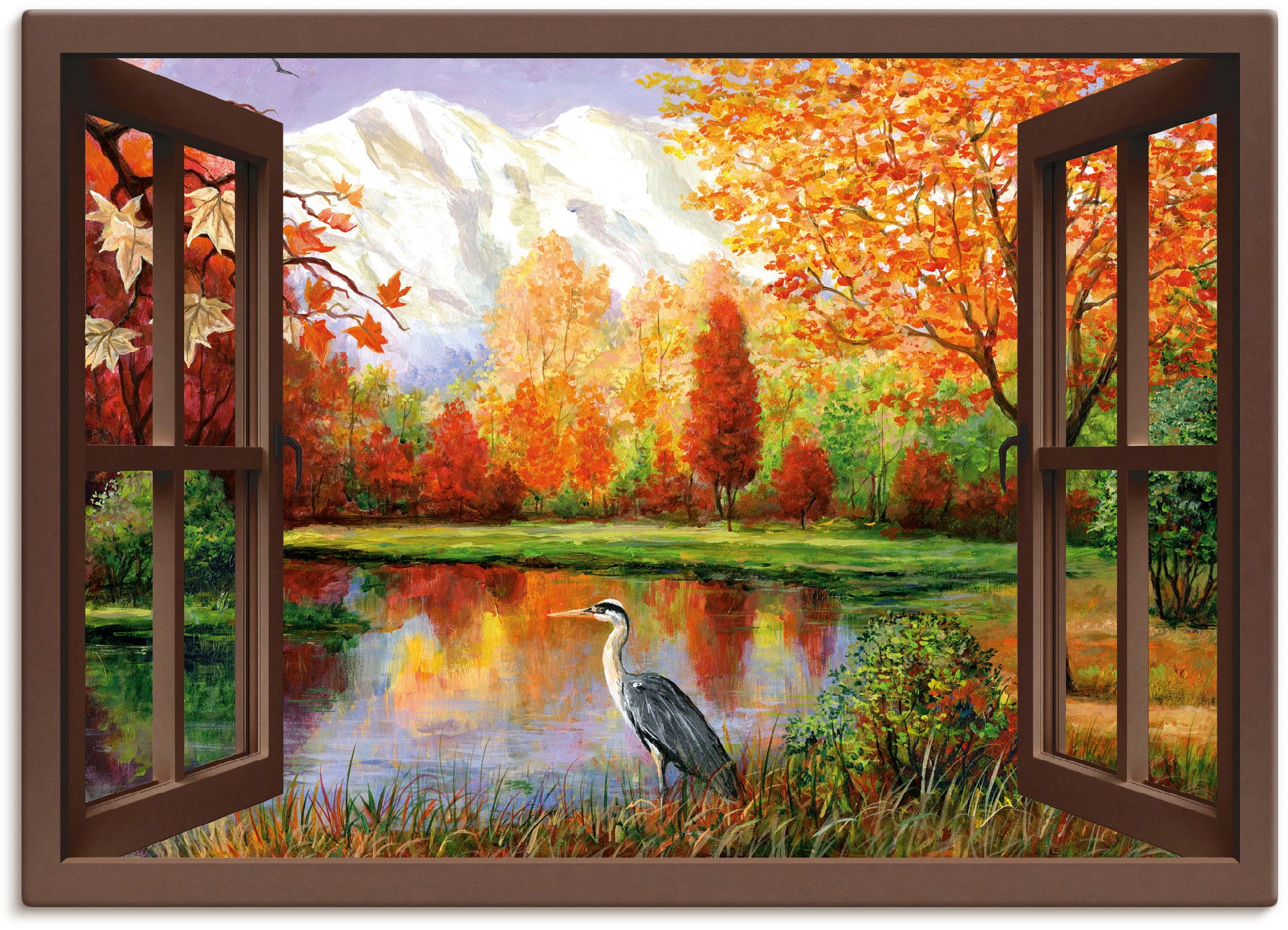 Artland Wandbild »Herbst am See | kaufen in Poster St.), versch. Fensterblick, Jelmoli-Versand als Wandaufkleber (1 oder Grössen Leinwandbild, Ausblick«, online