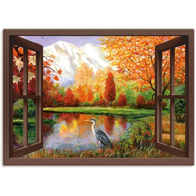 Artland Wandbild »Herbst am See Ausblick«, Fensterblick, (1 St.), als  Leinwandbild, Wandaufkleber oder Poster in versch. Grössen online kaufen |  Jelmoli-Versand