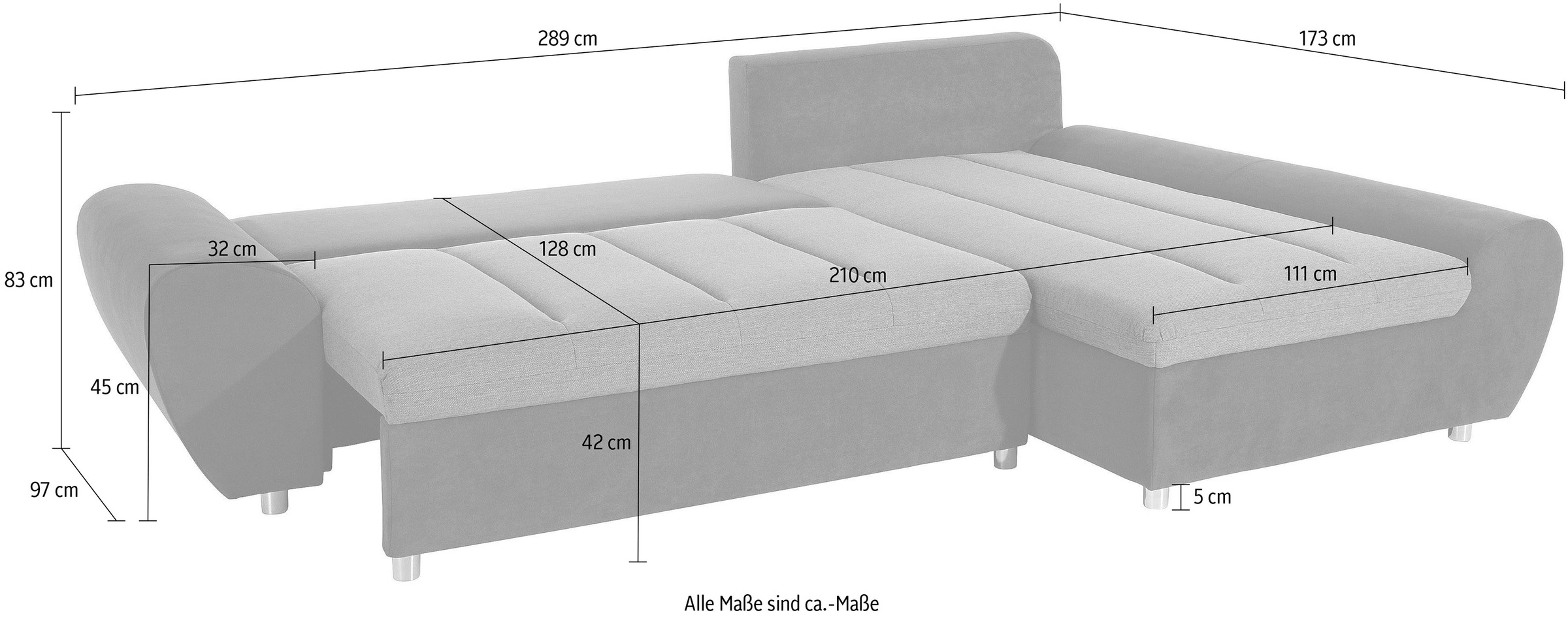 sit&more Ecksofa »Bandos L-Form«, in 2 unterschiedlichen Grössen, wahlweise mit Bettfunktion