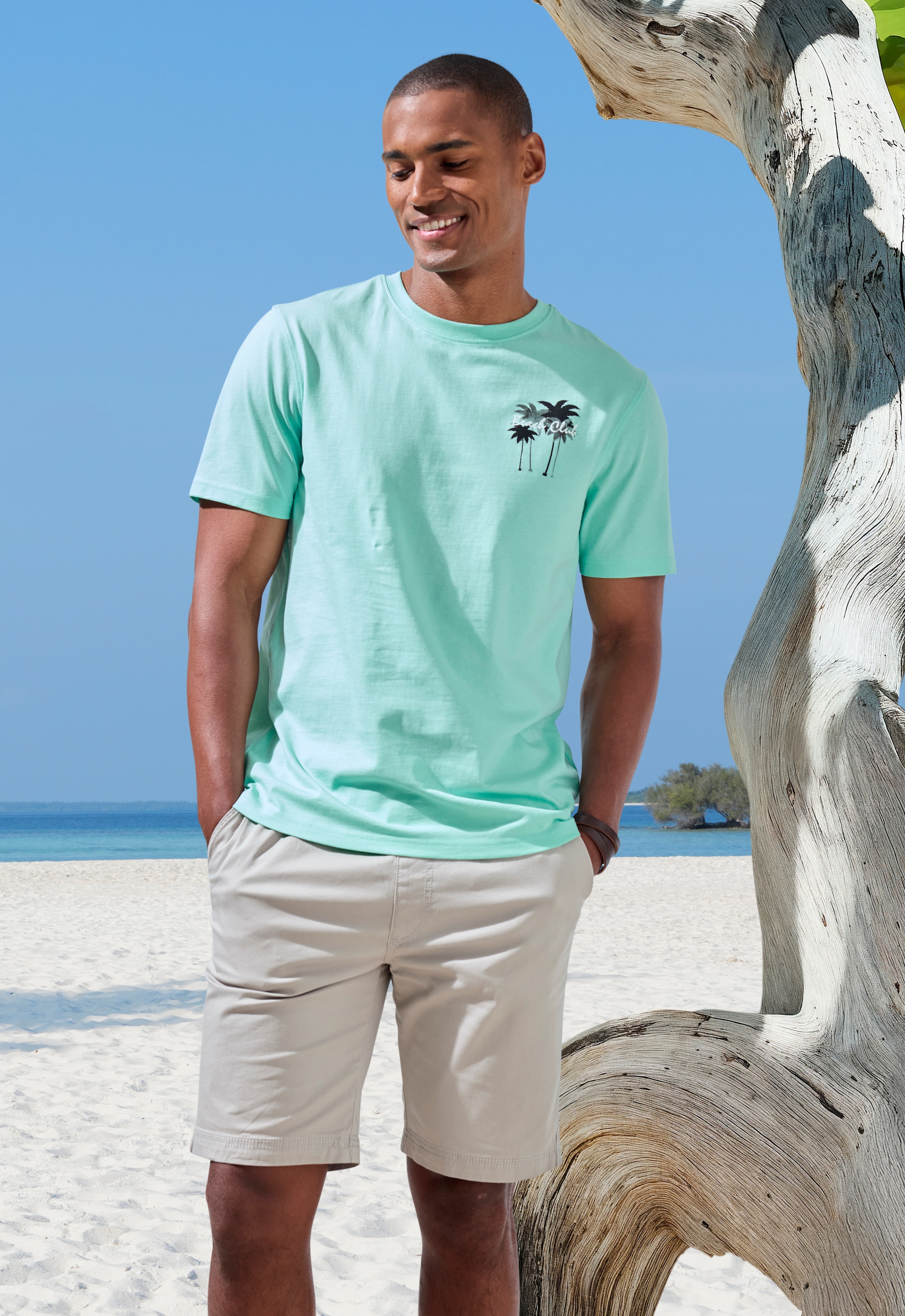 Beachtime T-Shirt »mit grossem Rückenprint«, Regular-Fit, mit Print vorn und hinten