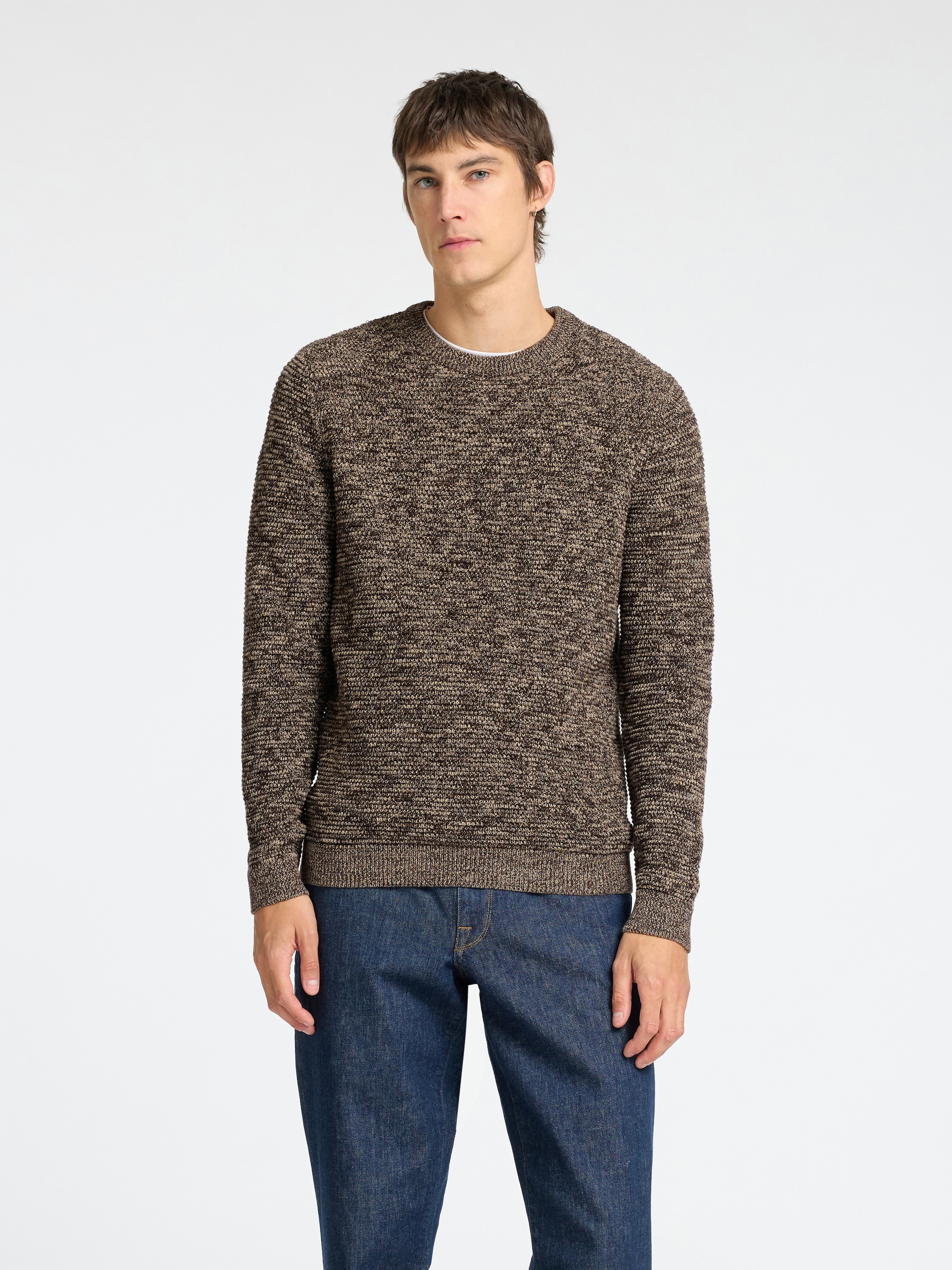SELECTED HOMME Rundhalspullover »SLHVINCE LS KNIT BUBBLE CREW NECK NOOS«