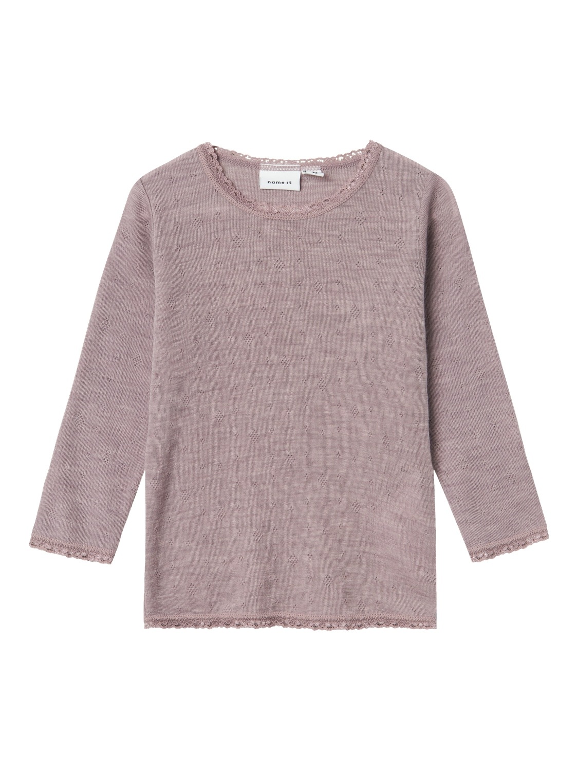 Name It Langarmshirt »NMFWANG WOOL NEEDLE LS TOP SOLID NOOS«, aus reiner Merinowolle