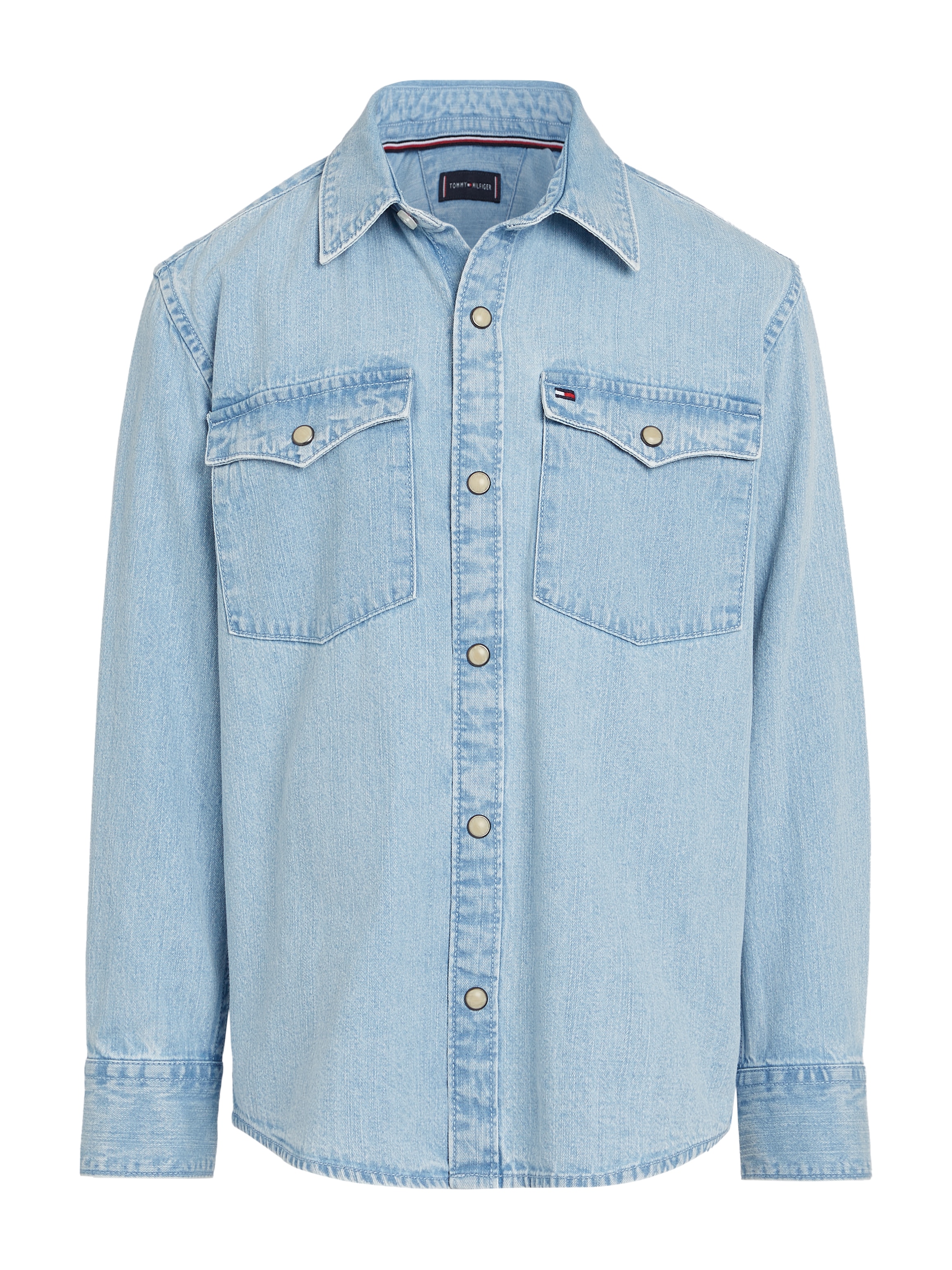 Tommy Hilfiger Langarmhemd »DENIM SHIRT LS«, Kinder bis 16 Jahre mit Logostickerei