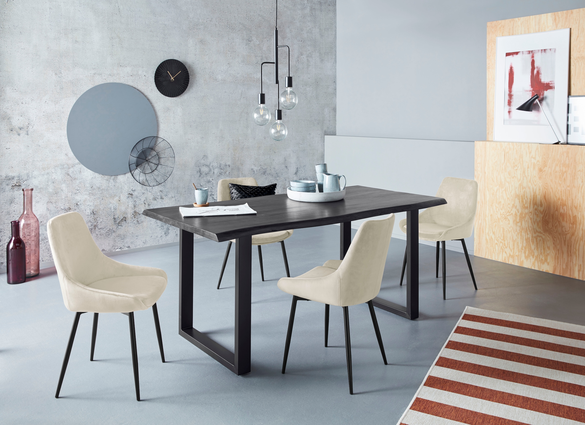INOSIGN Esszimmerstuhl »Niam, TOPSELLER!, OTTOs Choice«, Samtvelours, 2er Set, schwarze Metallbeine, pflegeleichter Samtvelours Bezug