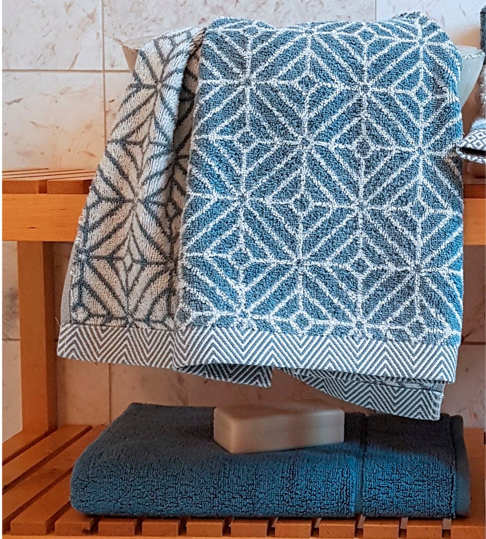 framsohn frottier Handtuch Set »Design Jaquard Raute«, (2 St., 2er Set Handtücher 50 x 100 cm), mehrfarbig gewebtem Saum, hergestellt in Österreich