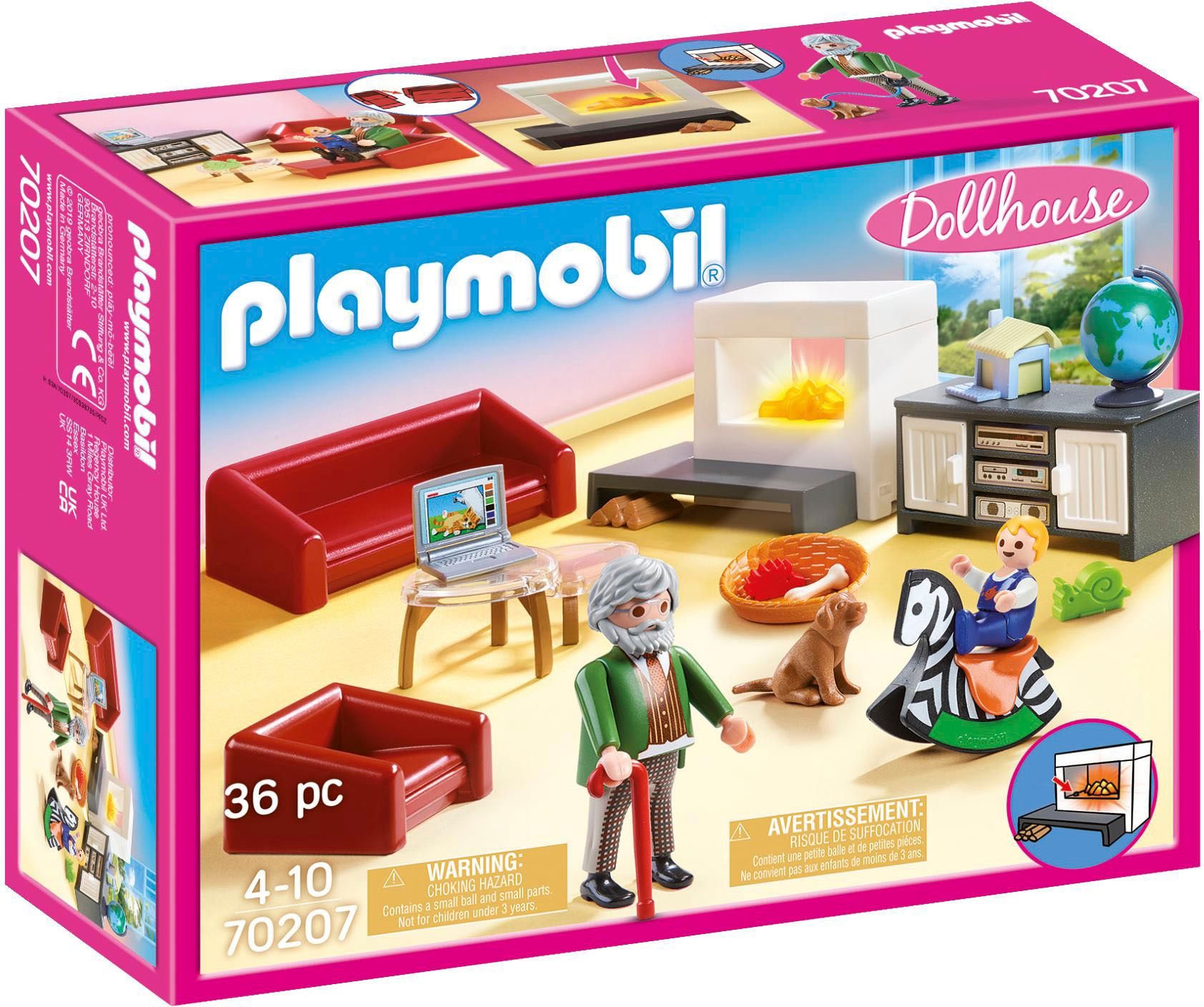 Playmobil® Konstruktions-Spielset »Gemütliches Wohnzimmer (70207), Dollhouse«, (36 St.), Made in Germany